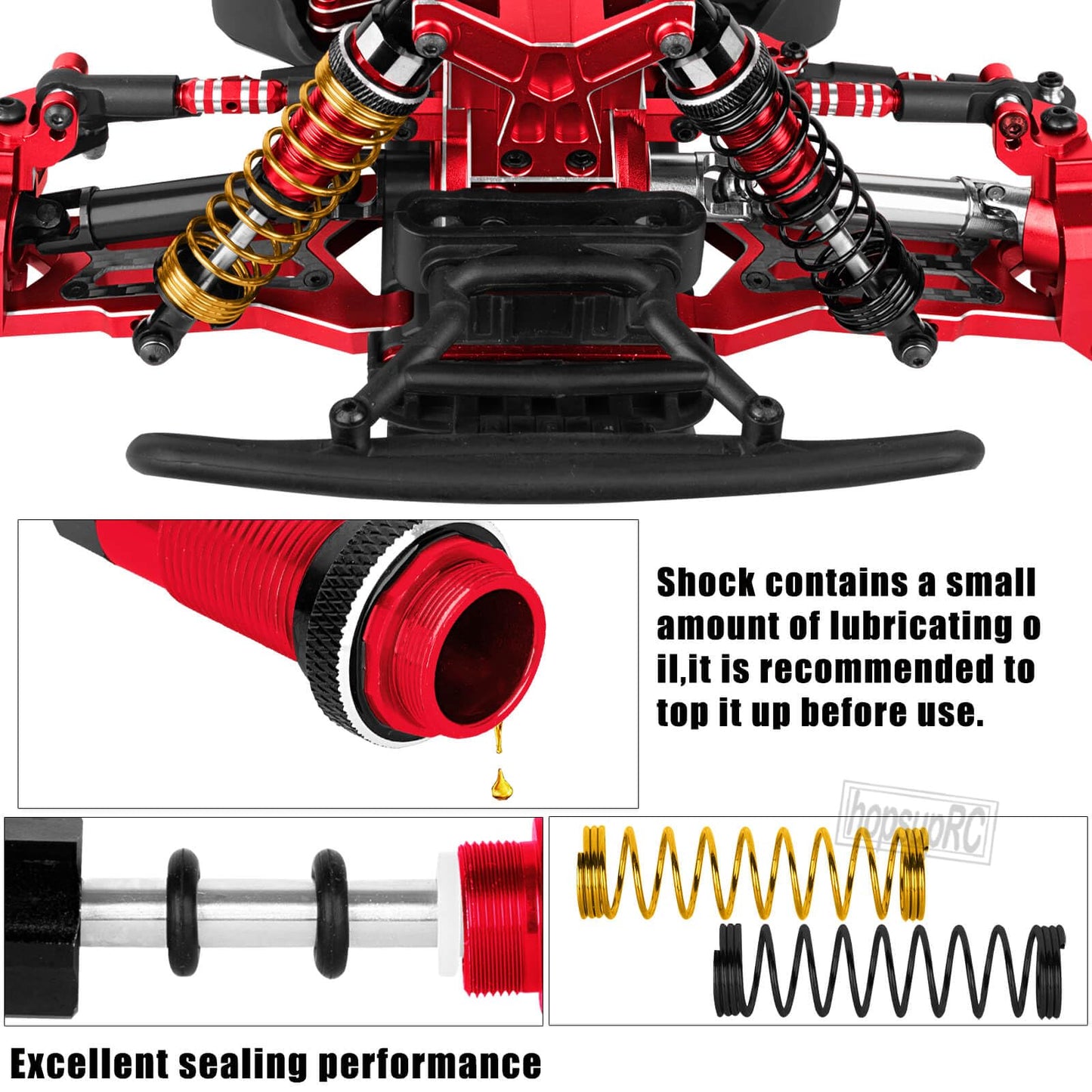 hopsupRC Upgrade Parts for 1/10 Big Rock 4X4 V3 3S BLX,RC Shocks&Arms&Caster Blocks hubs&25T Direct Mount Servo Saver&Steering Bellcranks&CVD&Support&Gearbox&Center Driveshafts&Links,Red