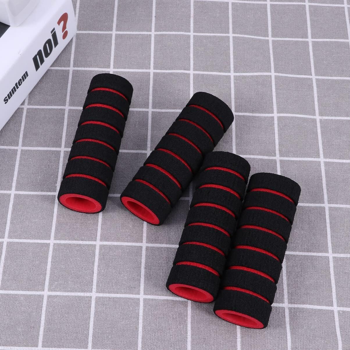 Red Non-Slip Foam Handlebar Grips for Bicycle and Motorcycle – Soft, Durable Sponge Grip Covers for Cycling, Road Racing, Brake Lever Protection – Comfortable Handlebar Tapes