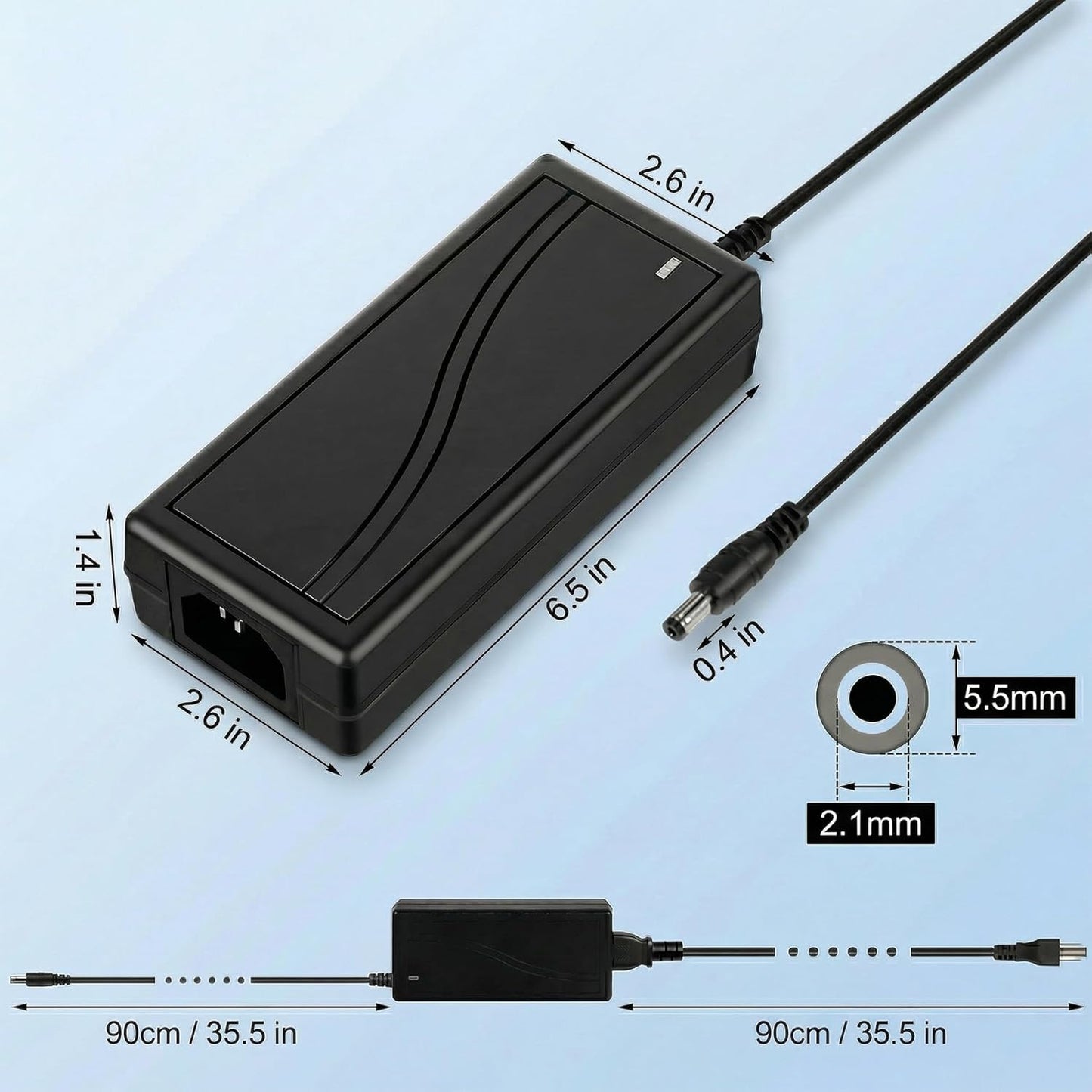 FDALUMIS 12V 6A 72W 100-240V 50-60Hz 12 6 5.5mm 2.5mm 12V 72W Power Supply Adapter, AC/DC Transformer to Volt Amp