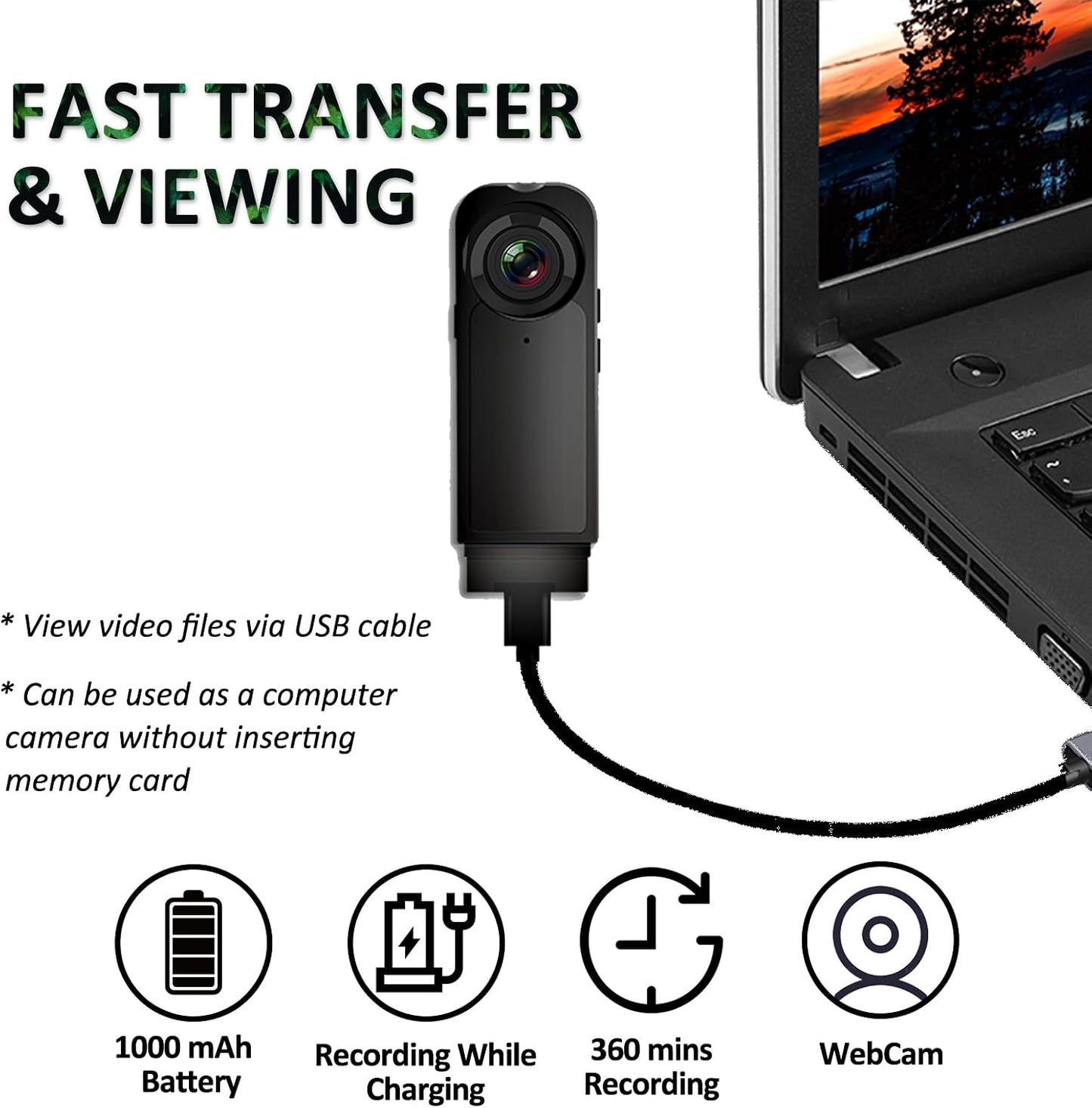 Ahheyie 1080P 64GB 4-6 Body Camera with Memory Card, Night Vision Camcorder HR Battery Life Wearable BodyCam