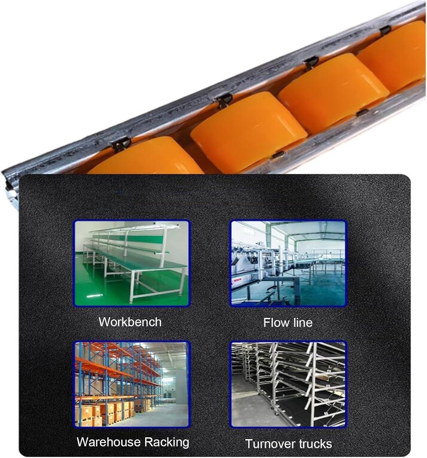 Light-Duty Conveyor for Warehouse Freight, Portable ABS Plastic Roller Table with 2 Slides, 200cm Long, Ideal for Factories and Material Handling Solutions