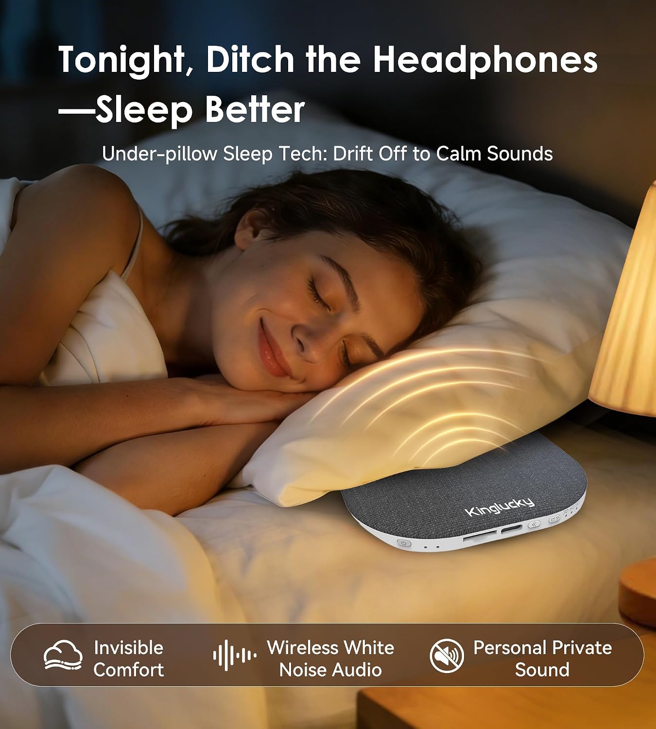 King Lucky Under Pillow Speaker Bluetooth Mini Sleep Speaker with Built-in White & Pink Noise Sound Machine