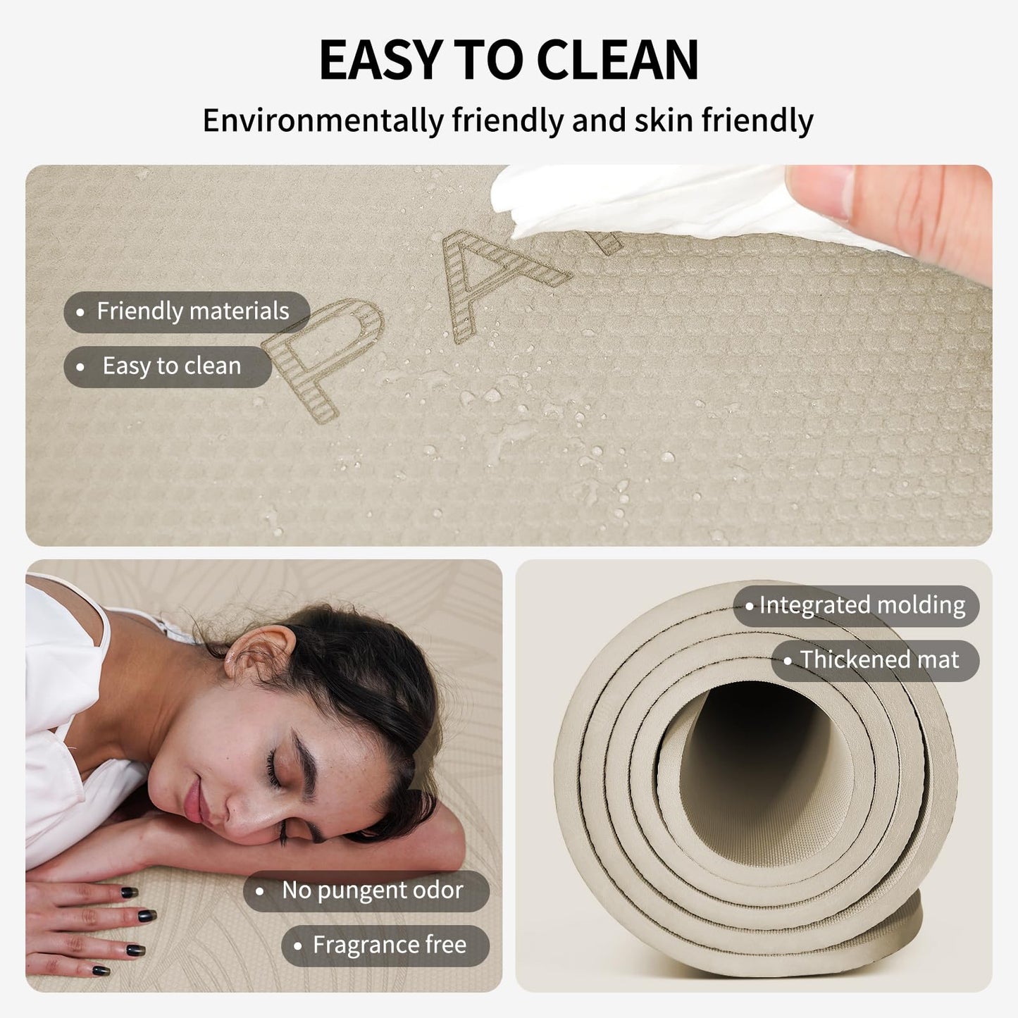 PAIDU Large Yoga Mat-72’x36’x0.4’ Extra Width ＆ Thick,Comfortable,Non-Slip Exercise Mat-Works Great on All Floor for Stretching,Yoga Studio,Gym or Home Workouts (Beige)