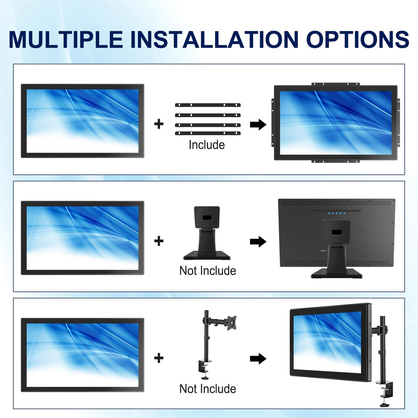Bosunre 23.8 Inch Multi-Touch Screen Monitor, VESA Mount & Open Bracket Installation,Open Frame Touch Monitor,1920x1080 Resolution for Vending, HMI and Digital Signage 7x24h Work