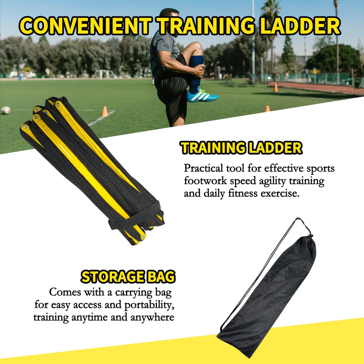 Socpuro Agility Ladder Speed Training Equipment 16FT 12 Rung Footwork Sports Agility Speed Ladder for Football Basketball Baseball with Carry Bag