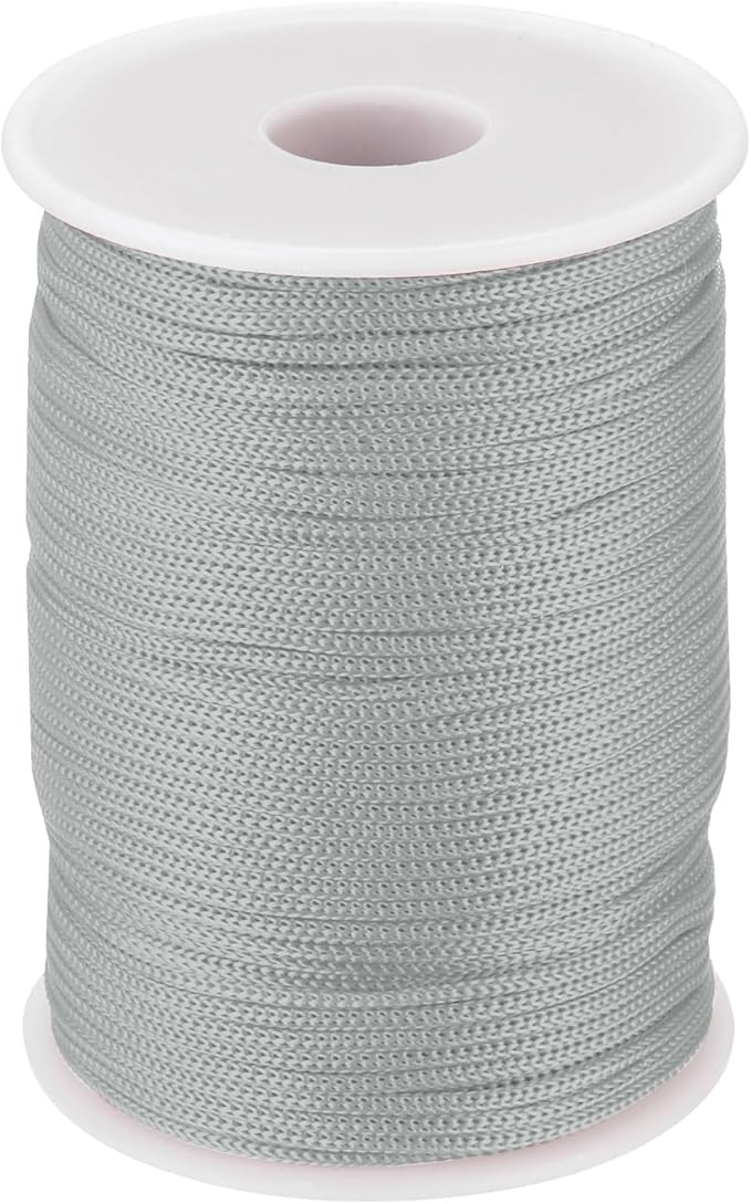 MECCANIXITY 1/12 Inch Polypropylene Rope Braided Ropes, 328ft Nylon Rope Hollow Utility Cord for Clothesline, Camping, Hiking, Outdoor, Light Grey