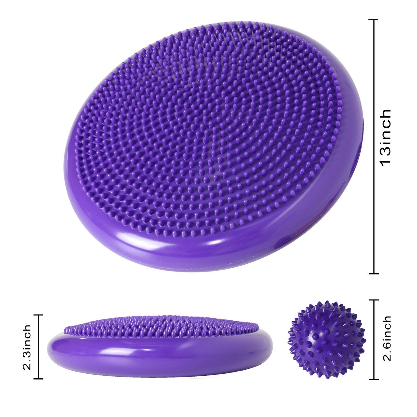 Nvzi Wobble Cushion, Balance Disc, Wiggle Seat, Balance Pads for Physical Therapy, Stability Disc, Wobble Board for Dogs, Office, with Spiky Massage Ball(Purple)