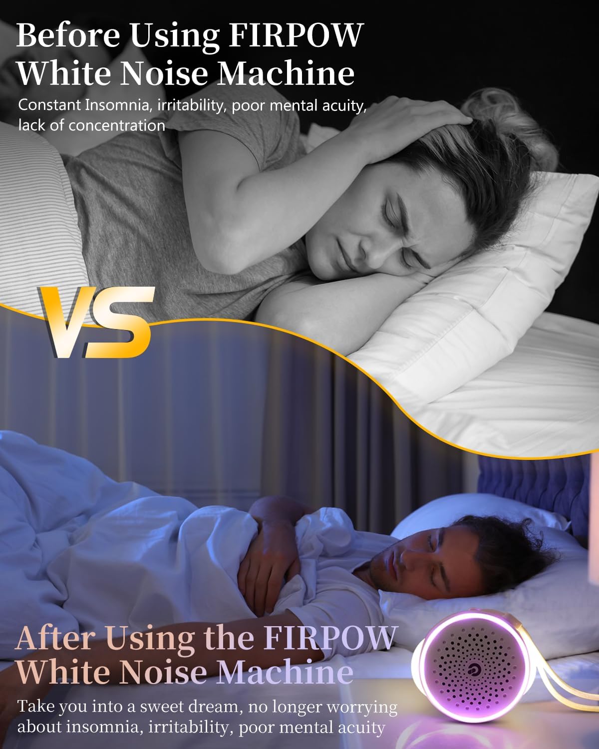 White Noise Sound Machine - 27 Soothing Sounds with Timer & Memory Function | Portable for Home, Office & Travel
