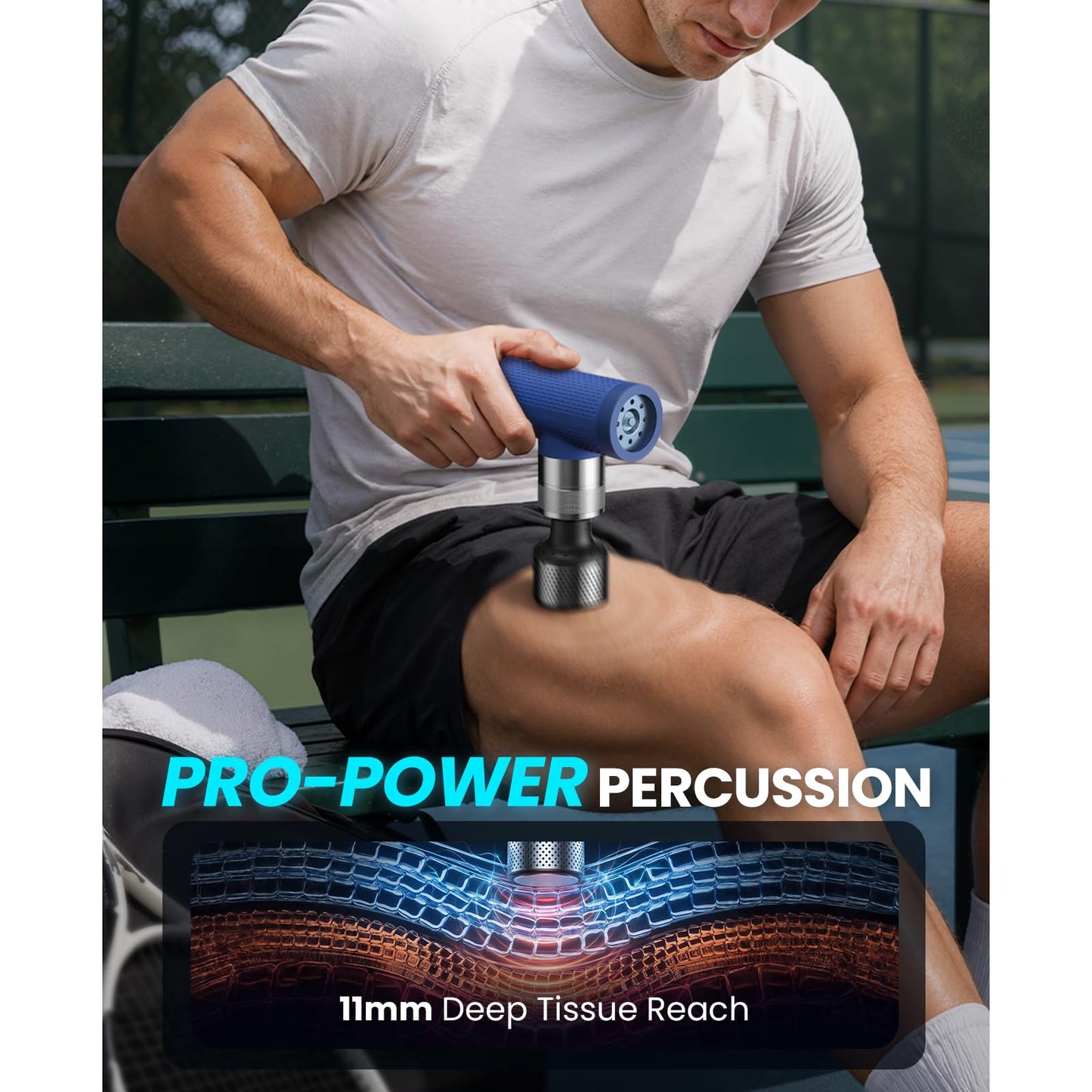 BOB AND BRAD A7 Pro Massage Gun with Heat & Cold Therapy for Back Pain & Recovery - 11mm Deep Tissue, Portable Quiet Handheld Gun, FSA-HSA Eligible with Case
