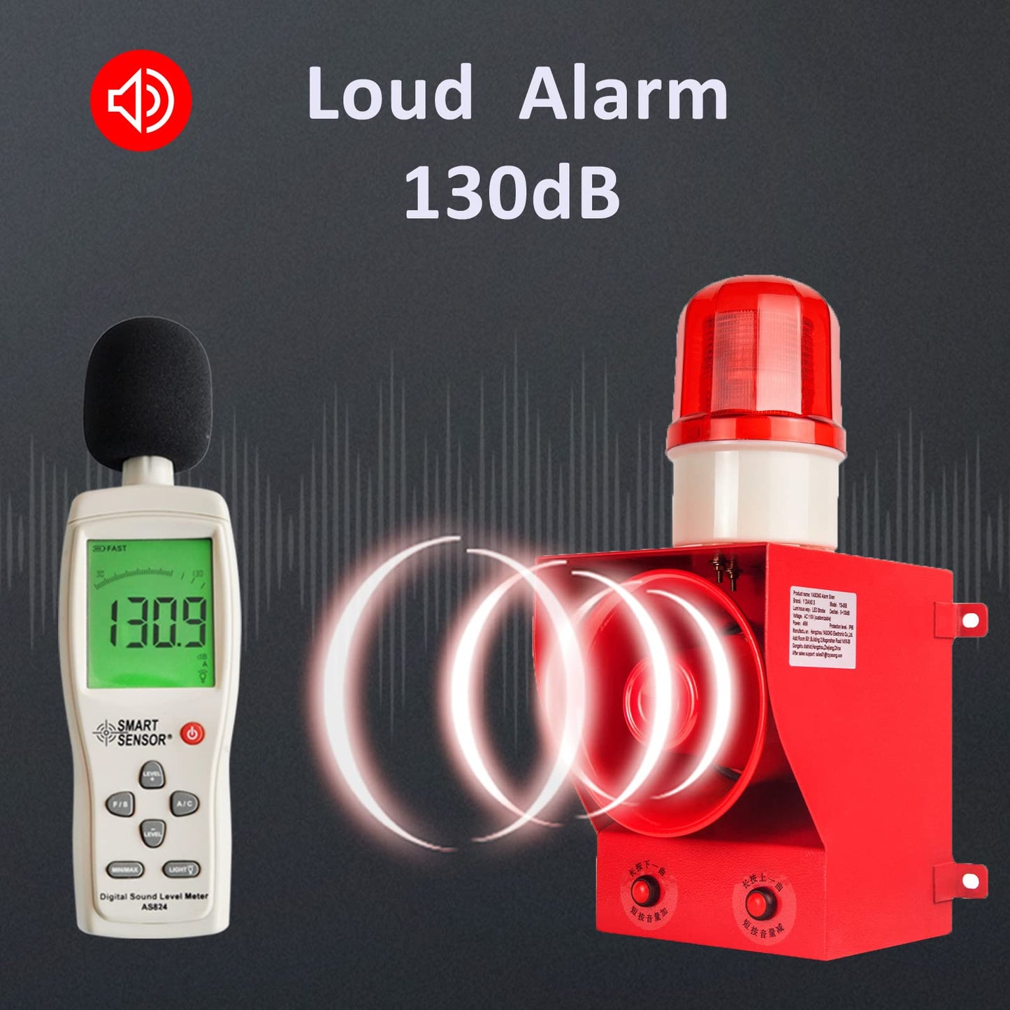 YASONG SLA-05B Model Industrial Alarm Siren, 12 Horn Tones, 0-130dB, AC110V-120V 45W, 100-150 Meters Range - Fire Tornado Alarm