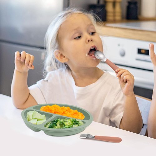 Eascrozn Toddler Utensils - Kids Silverware Set with Silicone Handles | 18/8 Stainless Steel, 6 Pack