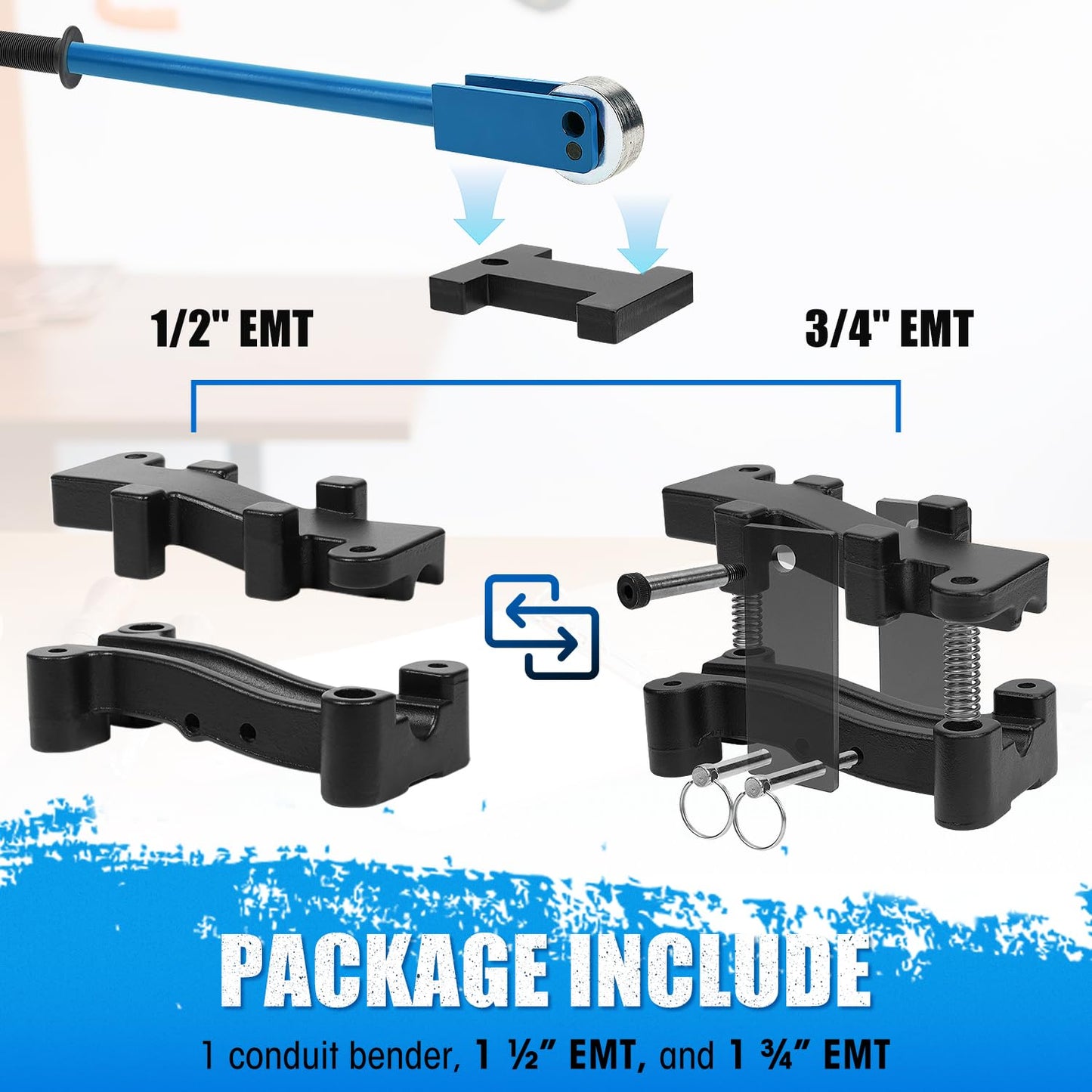 SDSNTE Conduit Offset Bender 2 in 1 - both ½“& ¾” EMT, Ensuring Precise and Efficient Electrical Installations, Blue