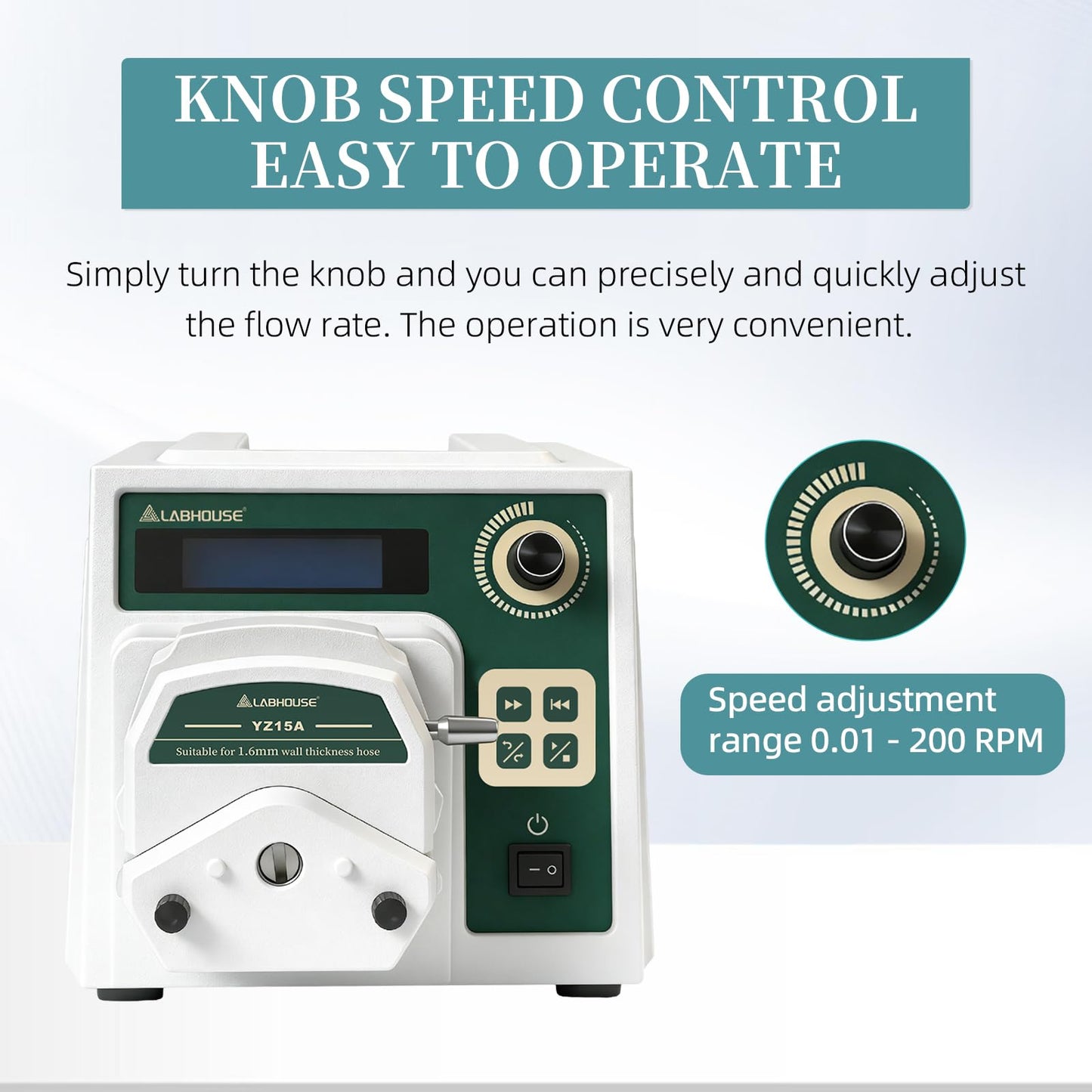 LABHOUSE PCP-825Pro Digital Peristaltic Pump Direct Flow Control - 0.008-825mL/min High Precision Metering Pump, 0.1-200 RPM, Smart Timer, 3 Roller & 7 Silicone Tubes for Laboratory Industrial