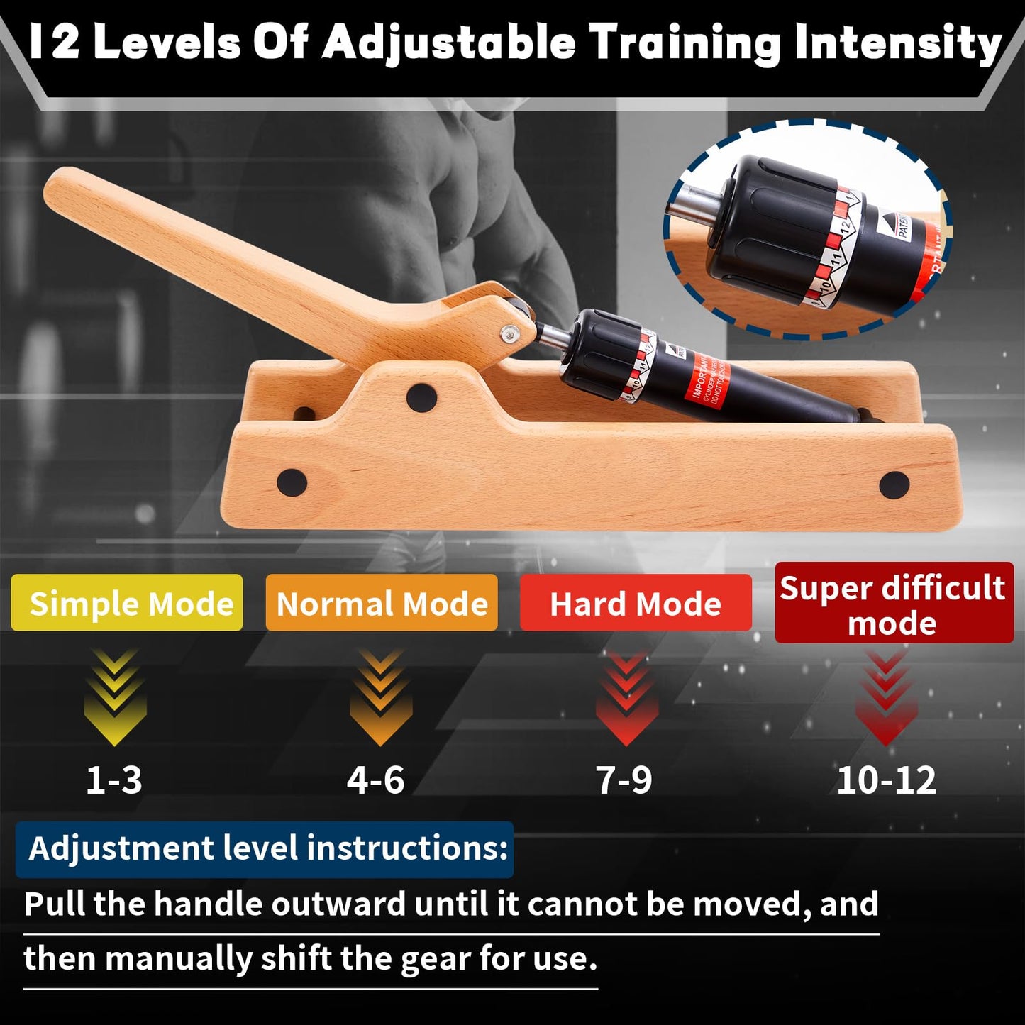 Fiwochic Portable Arm Wrestling Training Equipment Wooden Forearm Strengthener Hydraulic Arm Exerciser Adjustable Hydraulic Resistance (Levels 1–12) with Elbow Pads for Strength Training Home Gym