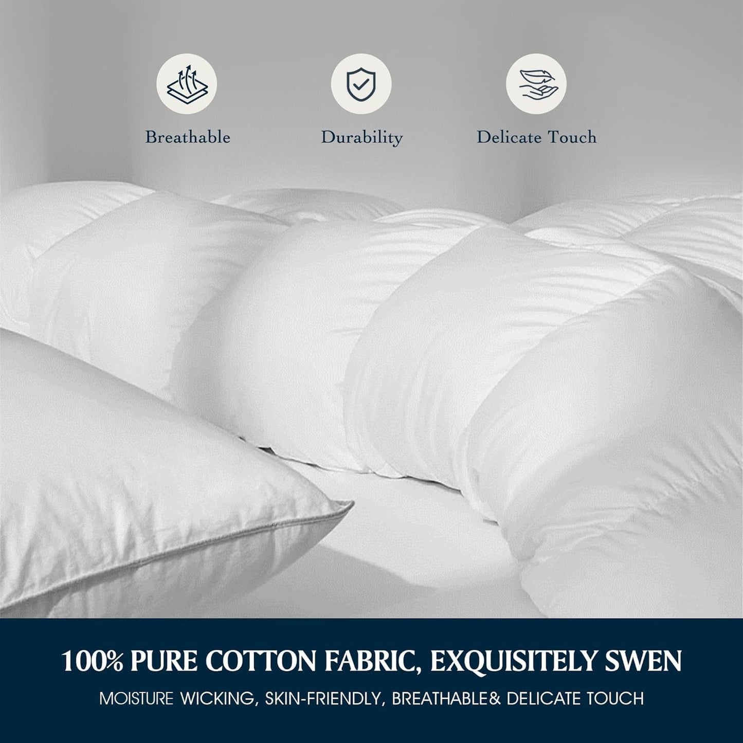 Serta Goose Feather Down Comforter - Hypoallergenic King Size Duvet Insert | 100% Cotton, All-Season Warmth, 106 x 90 Inch White