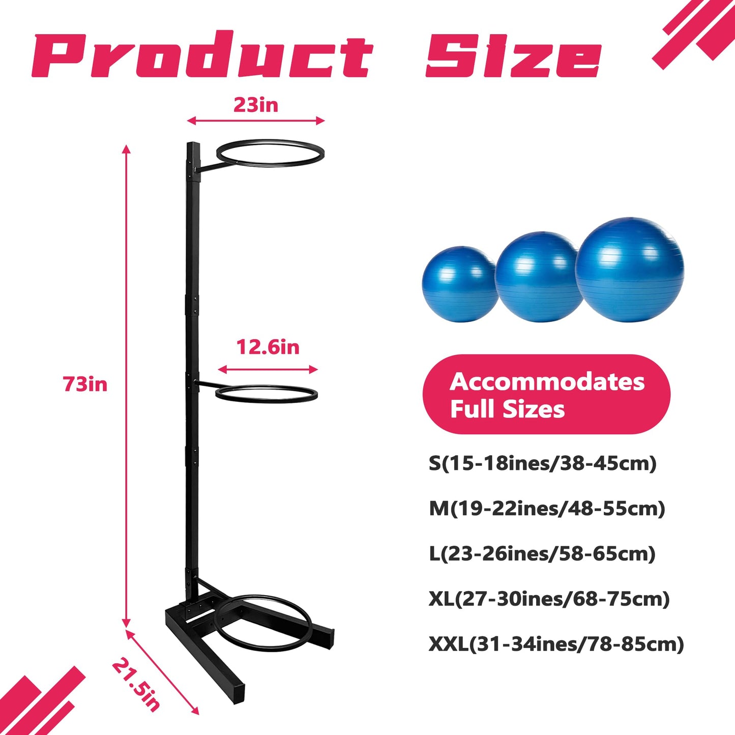 Montex Yoga Ball Holder, Exercise Ball Holder Vertical Storage for Commercial Gym and Home