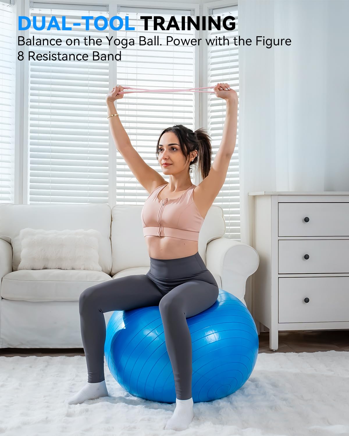 Srsrana Exercise Ball - Anti-Burst Yoga Ball for Pilates, Pregnancy & Core Stability - Ergonomic Office Desk Ball Chair & Physical Therapy Equipment, Quick Pump Included