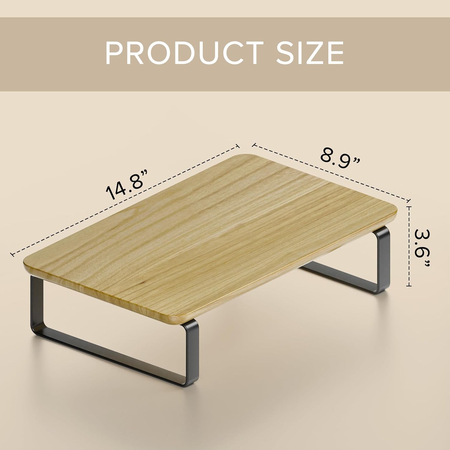 Beautiful Wooden Monitor Stand for Desk - Sturdy Stand Rises Your Monitor to the Perfect Ergonomic Level - Sleek