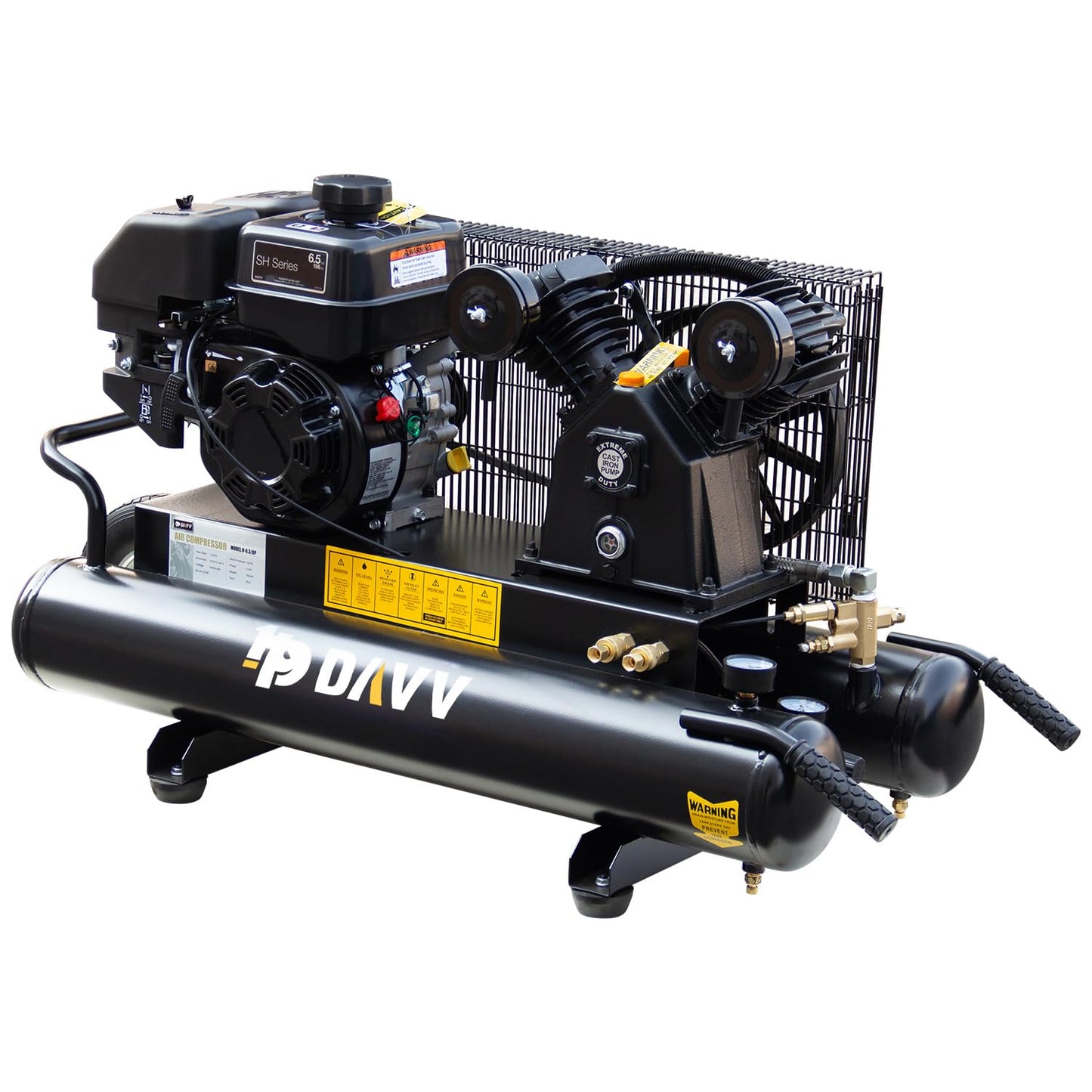 HPDAVV 6.5HP Gas Powered Air Compressor with Wheels 9 Gallon Air Tank 12 CFM Wheelbarrow Gasoline Powered Piston Air Compressor Max.125PSI for Workshop, Machinery, Construction Sites