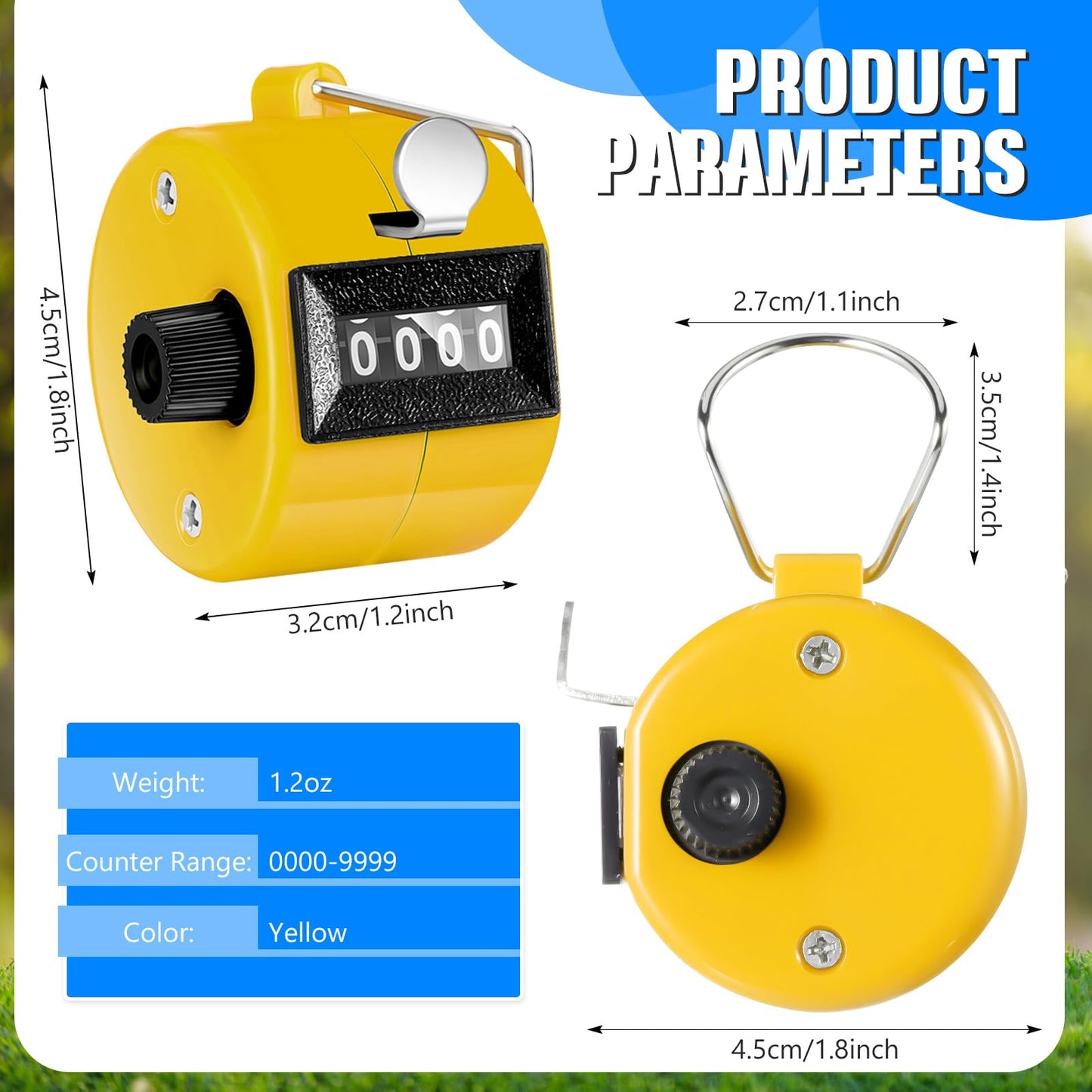 TOODOO 6 Pack Hand Tally Counter 4 Digit Mechanical Palm Clicker Plastic Hand Held Counter Clicker with Metal Finger Ring for School Golf Sports Events Office Stadium(Yellow)