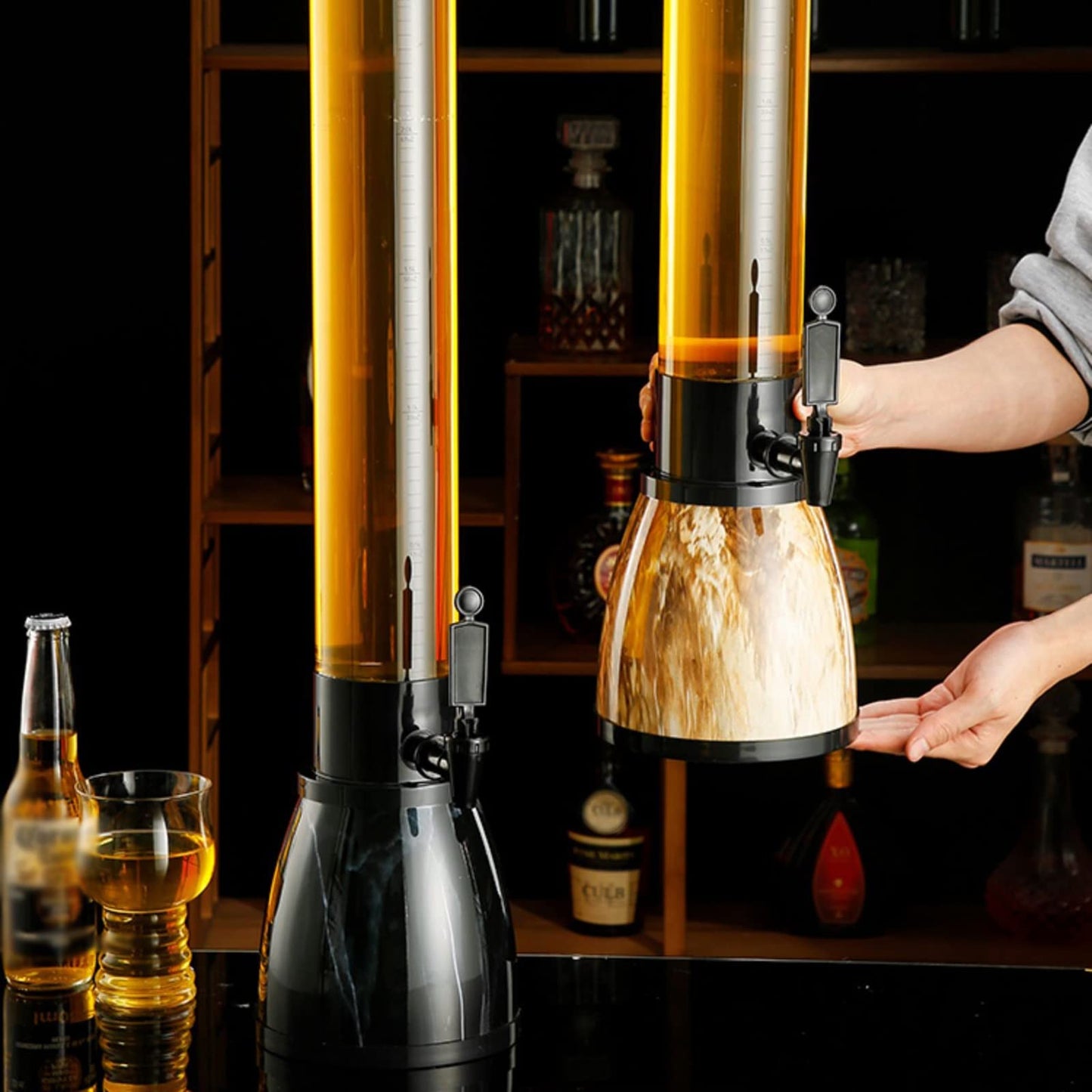 beverage tower 3 litre beer dispenser with tap Beer tower dispenser Multi-function beverage dispenser with clear scale for restaurants and bars Beer vending machine(Color:D)