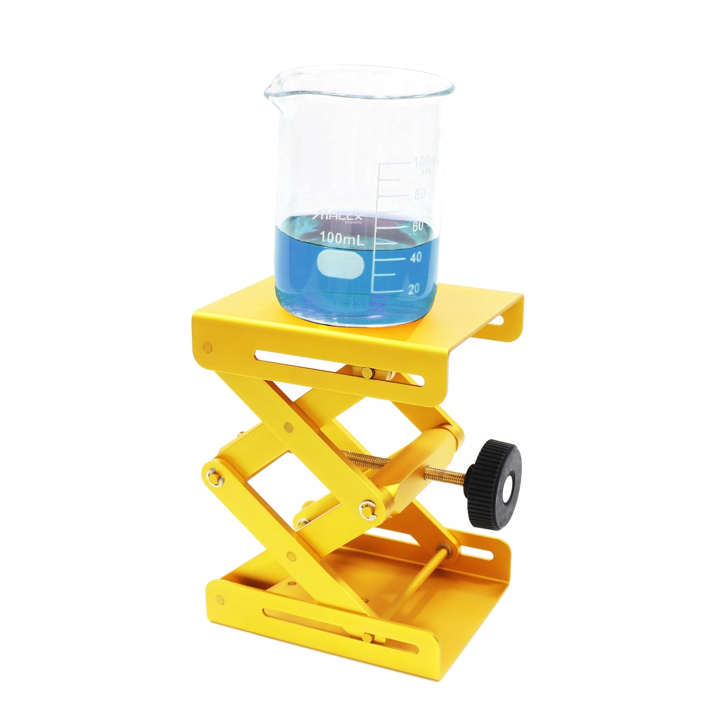 Maccx Lab Support Jack, Gold Color, Aluminum Table, Dim of Platform 5.9"x4.76" Max. Height up to 10.63", LSJ150-001