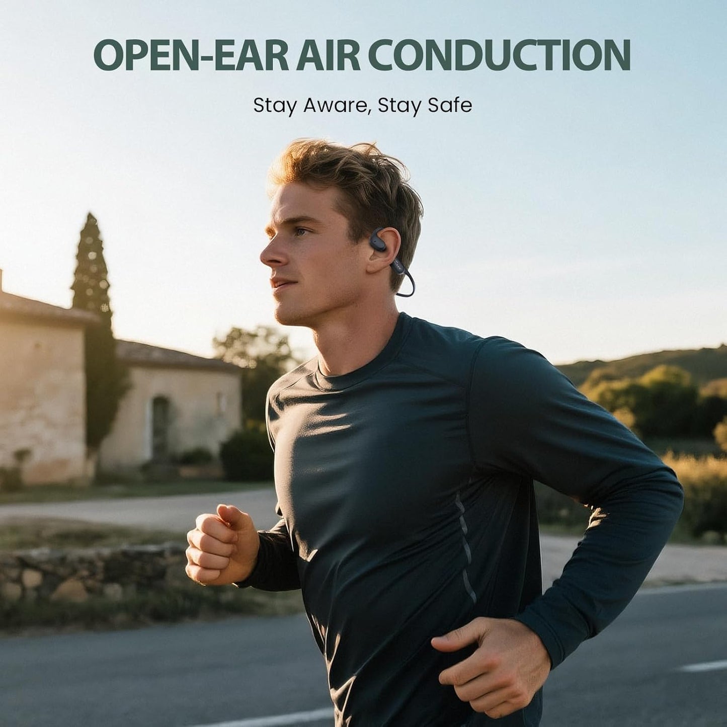 MP3 32GB HIFI WALKER Open Ear Headphones for Sports with Built-in Player, Air Conduction Bluetooth Headphones, Storage