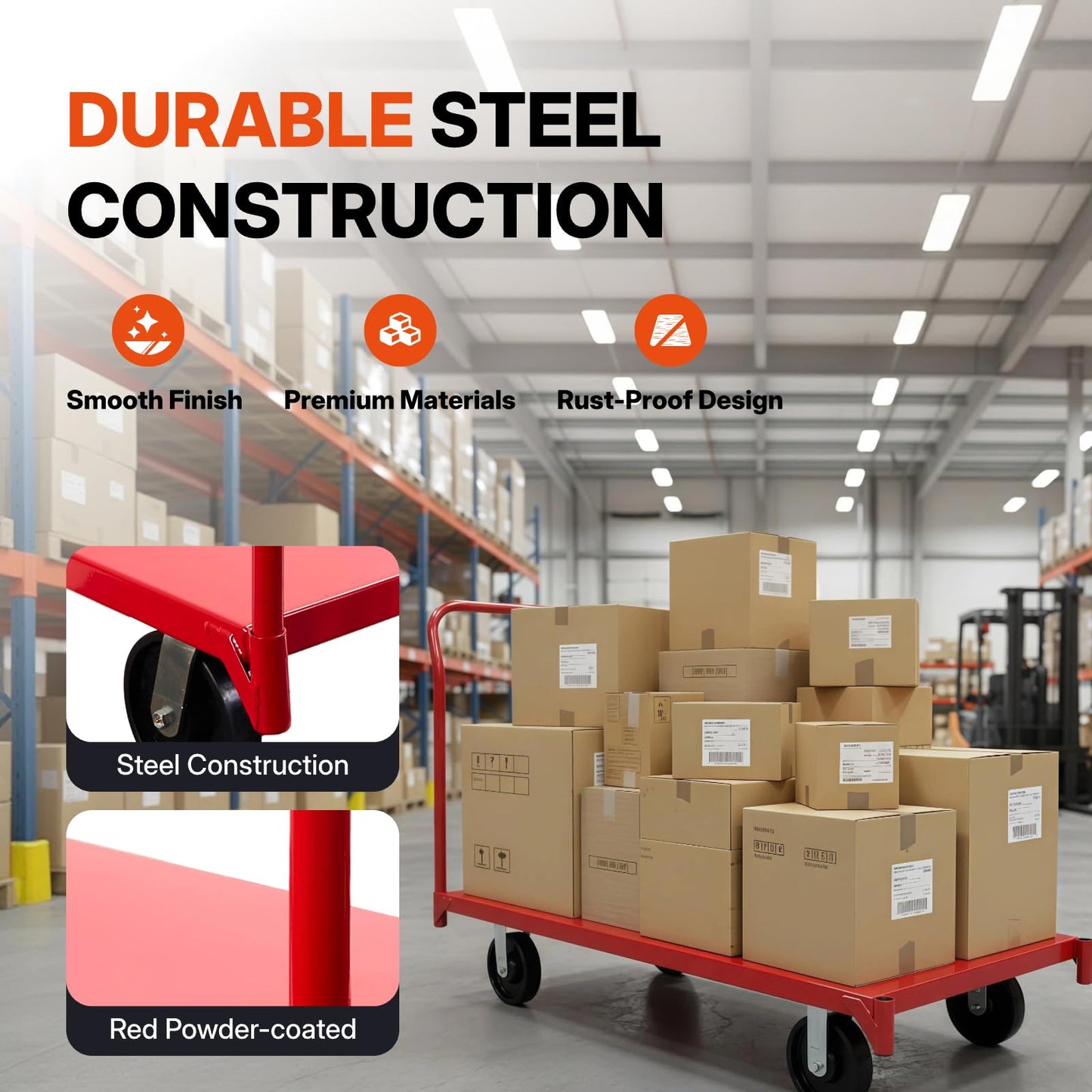 Platform Truck 48"x24" Flatbed Cart - 1,600lbs Load Capacity, 6" Phenolic Casters, Heavy Duty Dolly, Furniture Dolly, Utility Cart, Moving Cart, Carritos para Cargar Cosas
