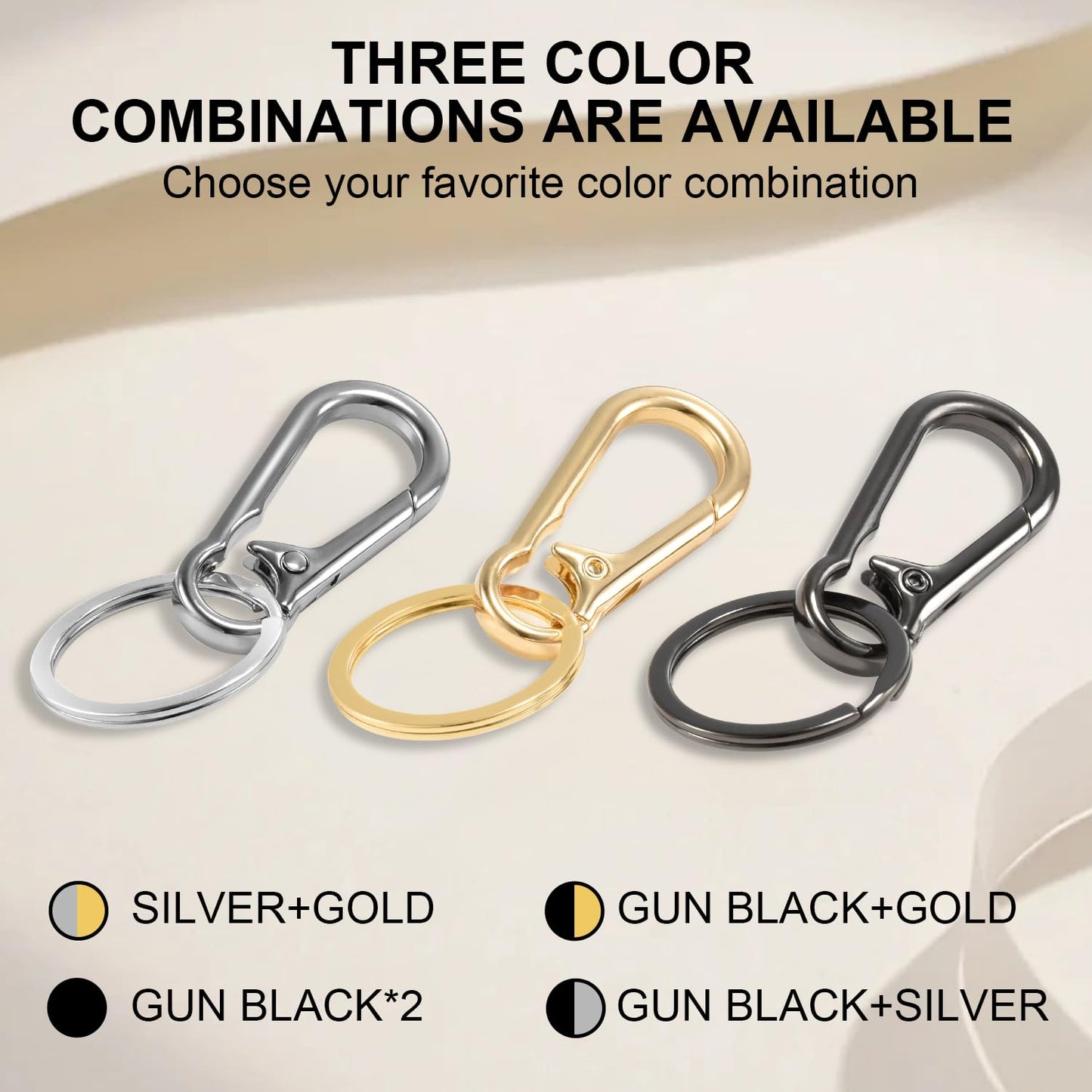 2pcs Metal Keychain Rings, Sturdy Key Chain Ring Carabiner Clip, Key Holder Organizer for Purse Charms Hook, Paracord Keychain Lanyard, Men and Women Home Car Keyrings (Black)