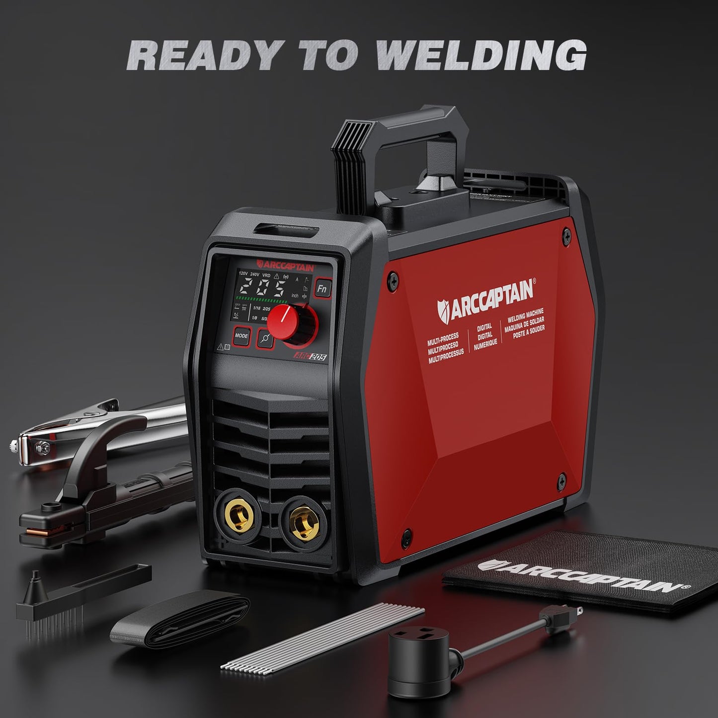 ARCCAPTAIN iControl ARC205 Pro Stick Welder, [APP Control] 205Amp ARC/Lift TIG Welding Machine, Large LED Display, IGBT Inverter 120V/240V MMA Welder with Hot Start, Arc force, and Anti-Stick