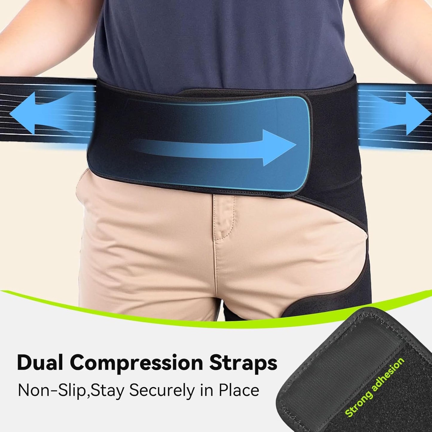 SOLOEVER Hip Brace for Women & Men, Sciatica Pain Relief Devices, Adjustable Compression Wrap Support for Arthritis, Pulled Thigh, Hip Fleхоr Strain, Groin Injury, Hamstring Pull (Black, Left)