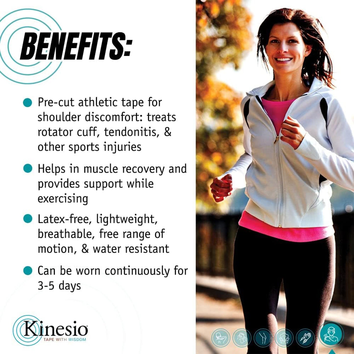 Kinesio Tape - Pre-Cut Shoulder Support - Optimized Athletic Tape Strips