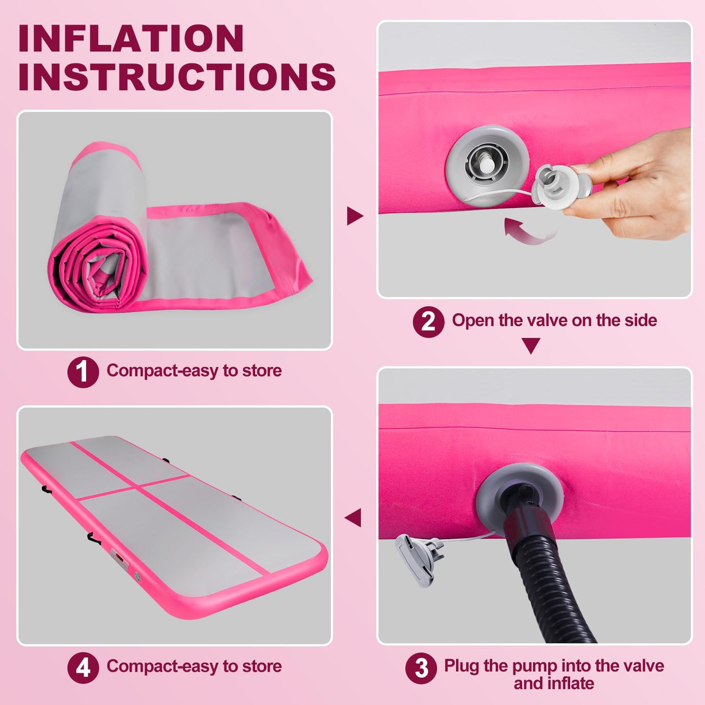 10FT Inflatable Air Gymnastics Mat Training Mats 4inches Thickness Inflatable Tumble Track for Home Use/Training/Yoga/Cheerleading/Water with Pump