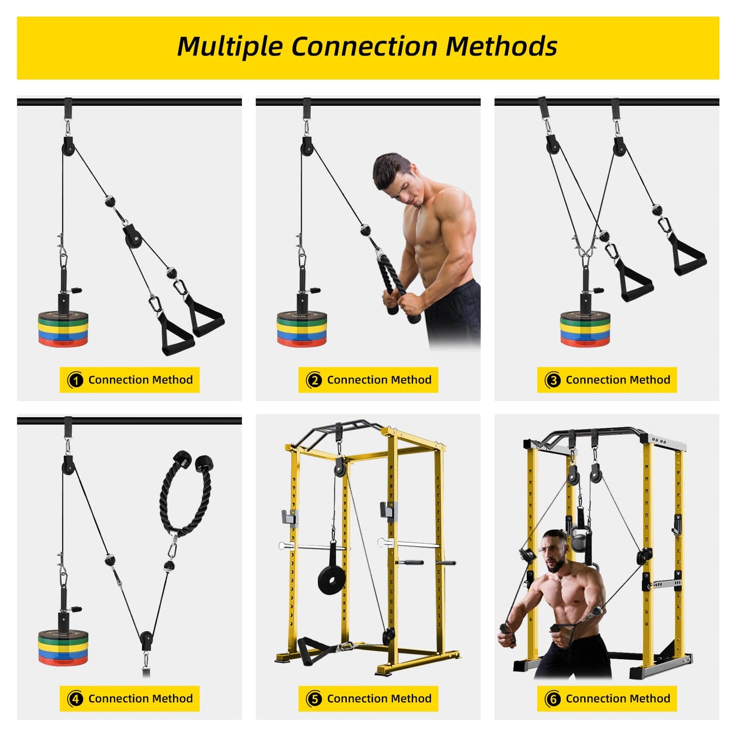 LAT Pulldown Pulley System for Home Gym Cable Machine Pulley Attachment Set Power Cage Weight Lifting Workout Kit