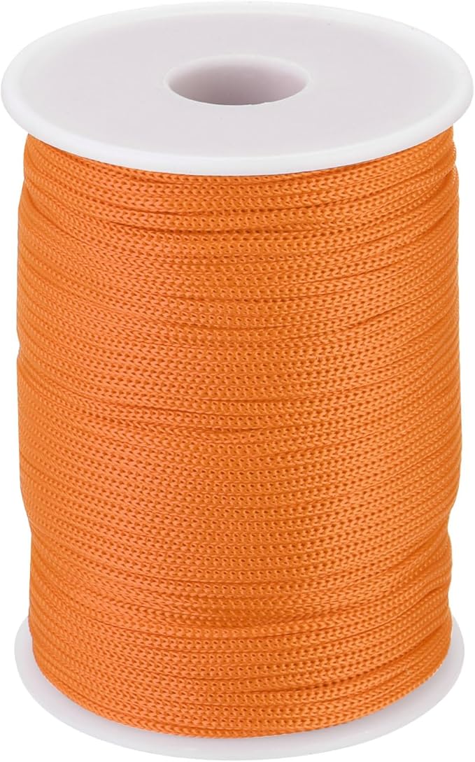 MECCANIXITY 1/12 Inch Polypropylene Rope Braided Ropes, 328ft Nylon Rope Hollow Utility Cord for Clothesline, Camping, Hiking, Outdoor, Light Orange