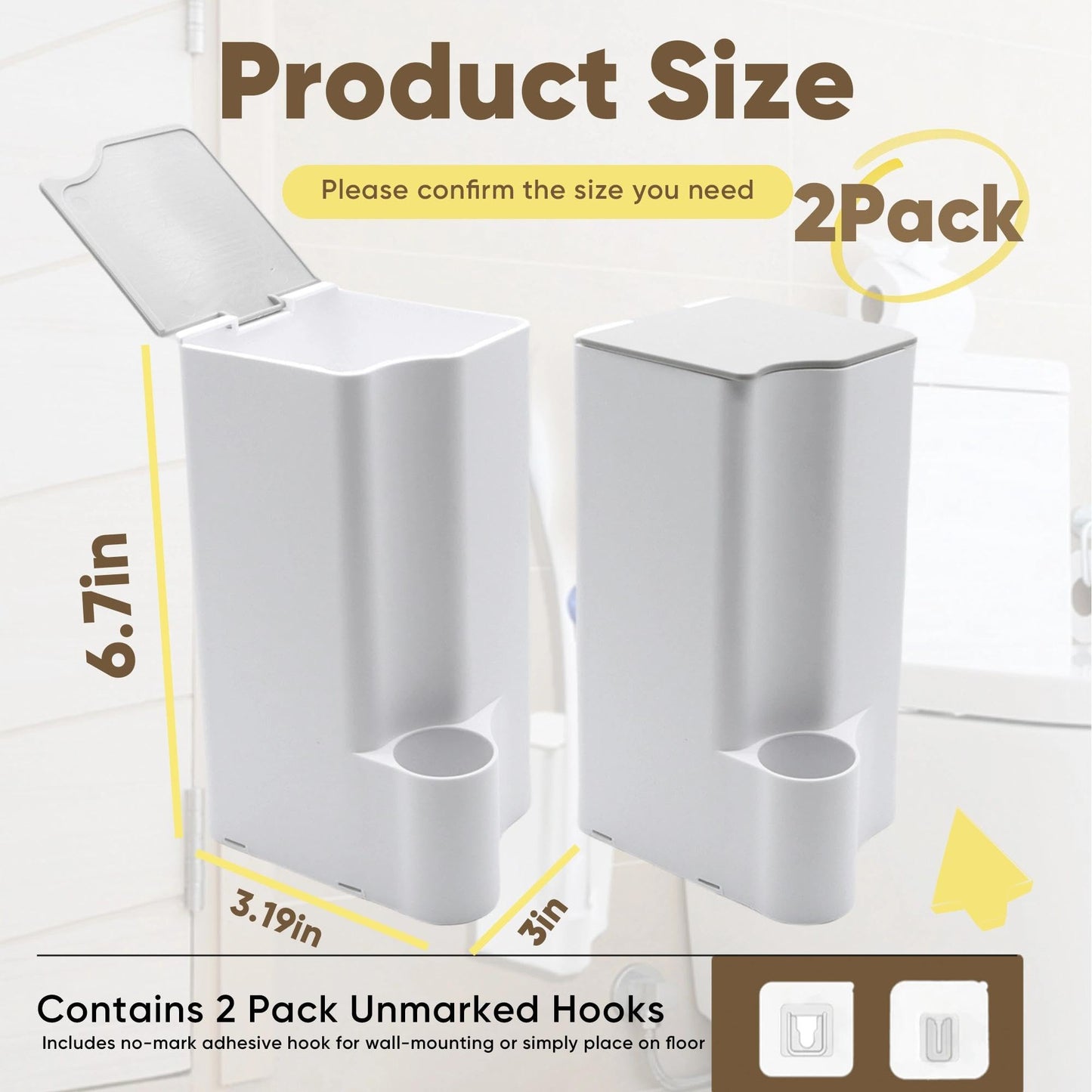 Terixe 2 Pack Holder for Clorox Toilet Wand – Compatible with Clorox Toilet Wand Holder Only, Space-Saving Wall-Mount & Free-Standing Toilet Wand Holder