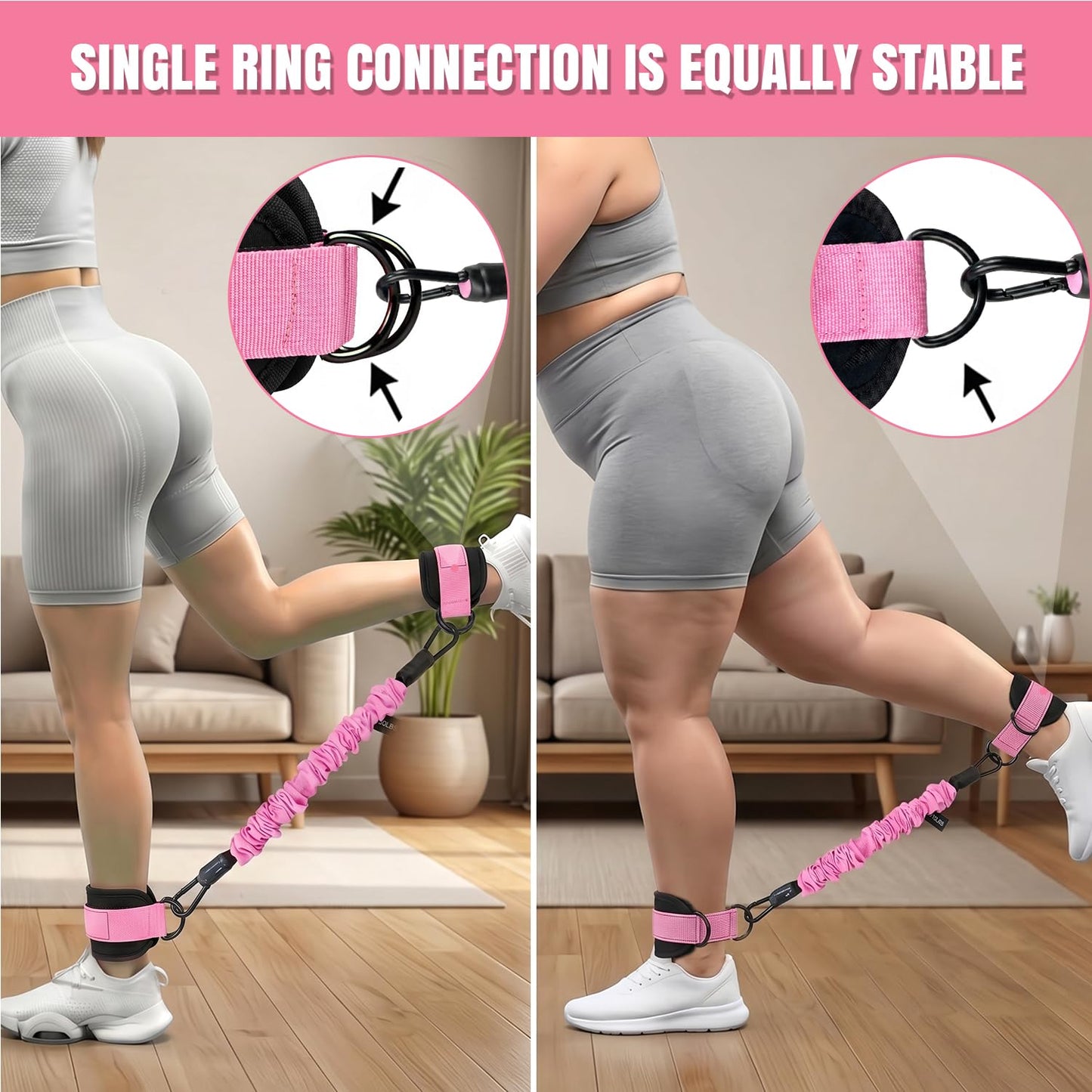 MEDETAYI Pedal Resistance Band 40/50/60 lbs with Handles and Ankle Cuffs, 3-Tube Adjustable Exercise Bands for Women’s Home Workout, Abs, Core, Arm, Leg and Hip Training