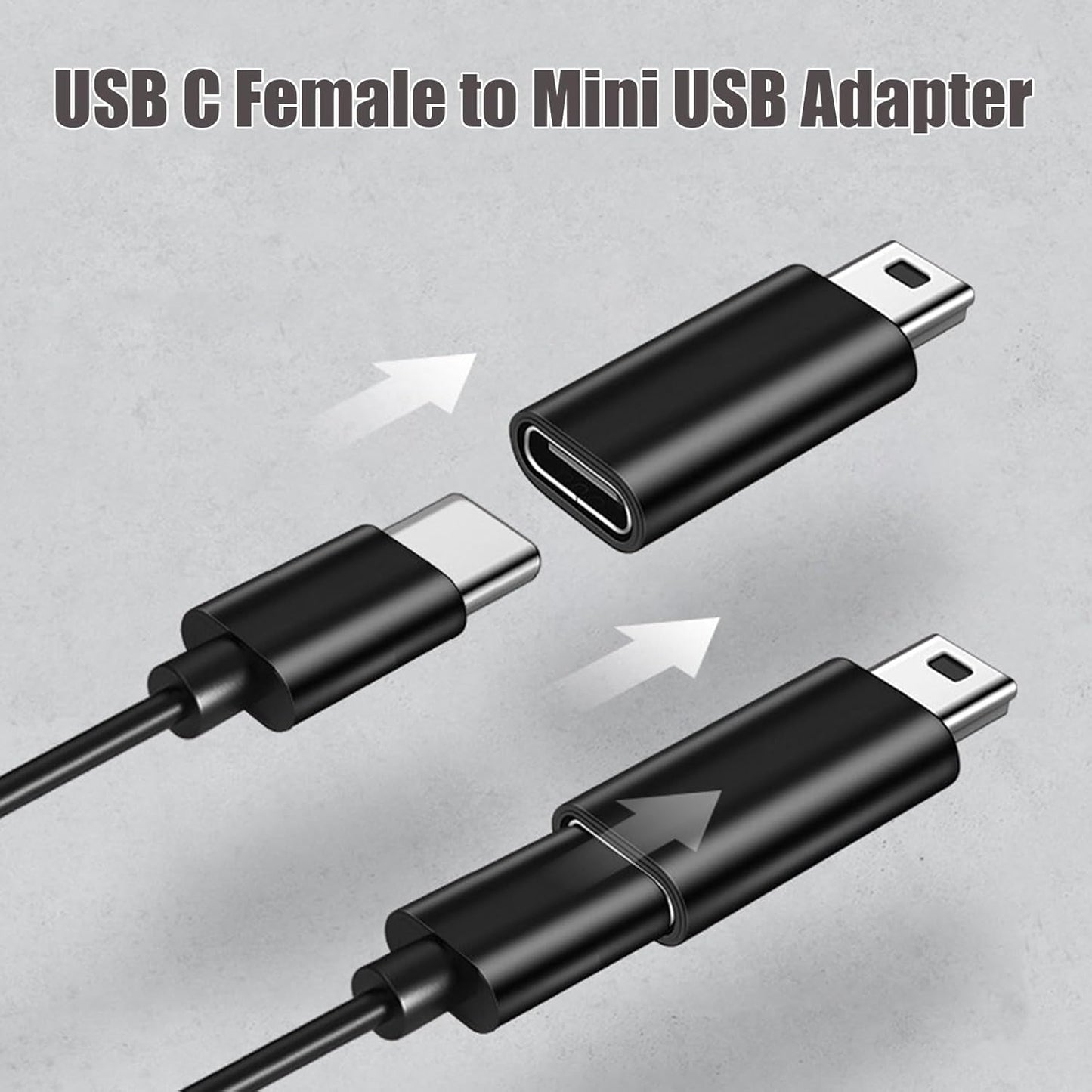 TFAK 4Pack Cam,MP3 USBC to Mini USB Adapter, USB Mini to Usbc Adapter Supports Charge & Data Sync Compatible