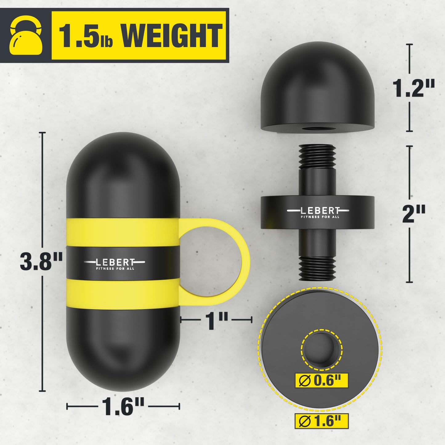 Lebert Fitness 3lb Set Cardio Hand Weights. Stainless Steel Hand Weights. Dumbbell Set.