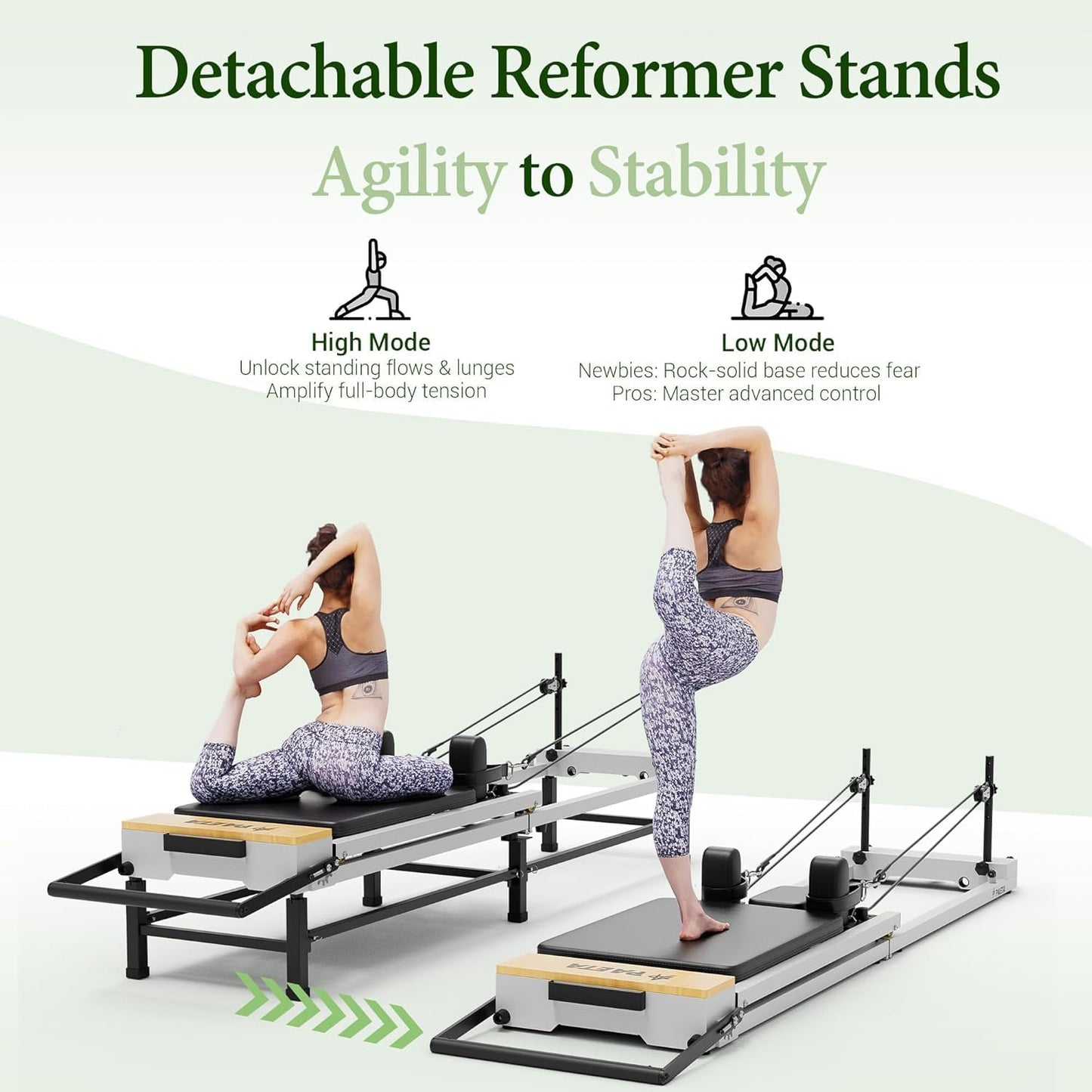 PAETA Pilates Reformer, 91" Foldable Reformer Pilates Machine with Adjustable Reformer Heights, Pilates Equipment with Piano Wire Spings and Jump Boards(Black Reformer with Box