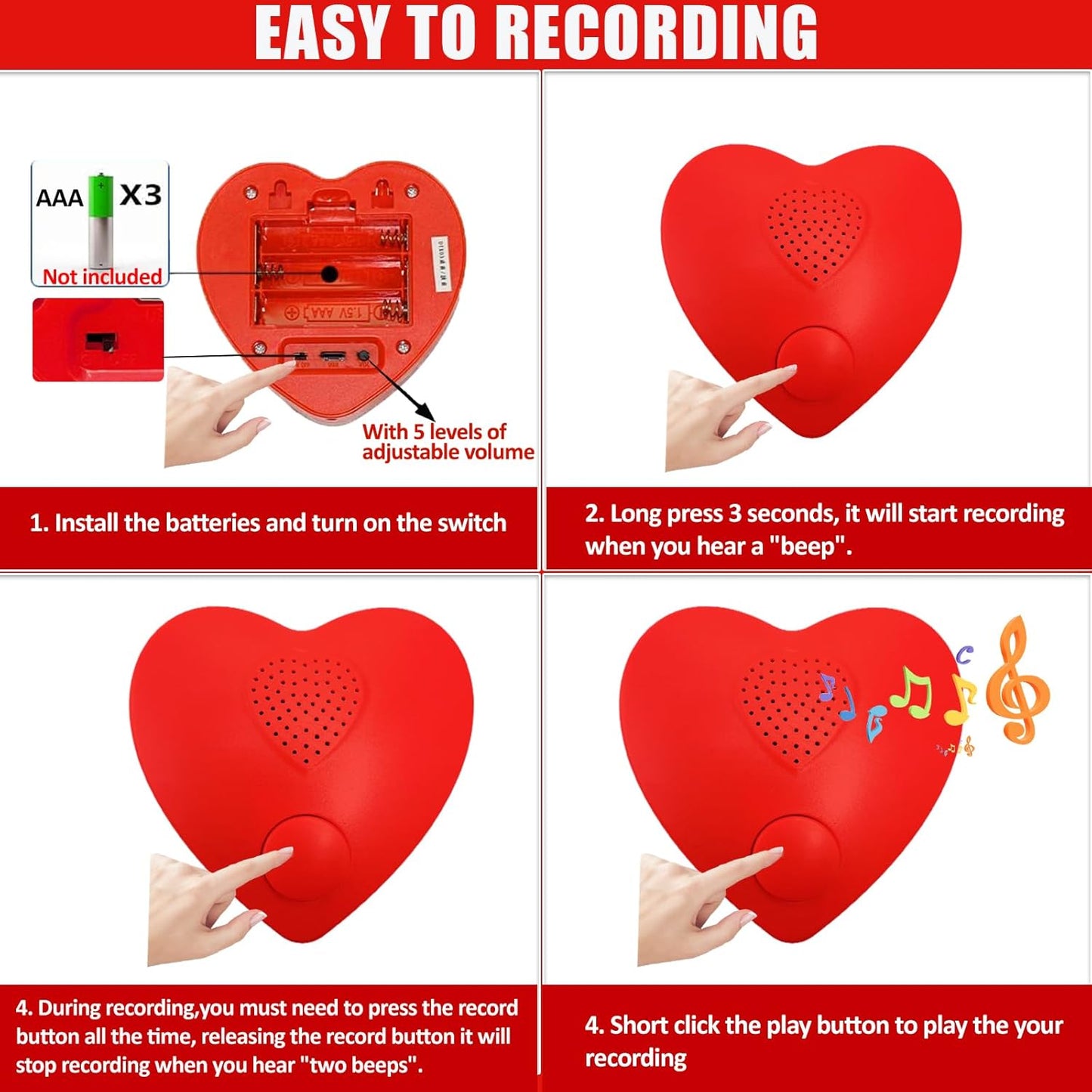 JRGKJCP 5min Voice Recorder for Stuffed Animal, Personal Voice Message Recordable Sound Recorder Chips Module