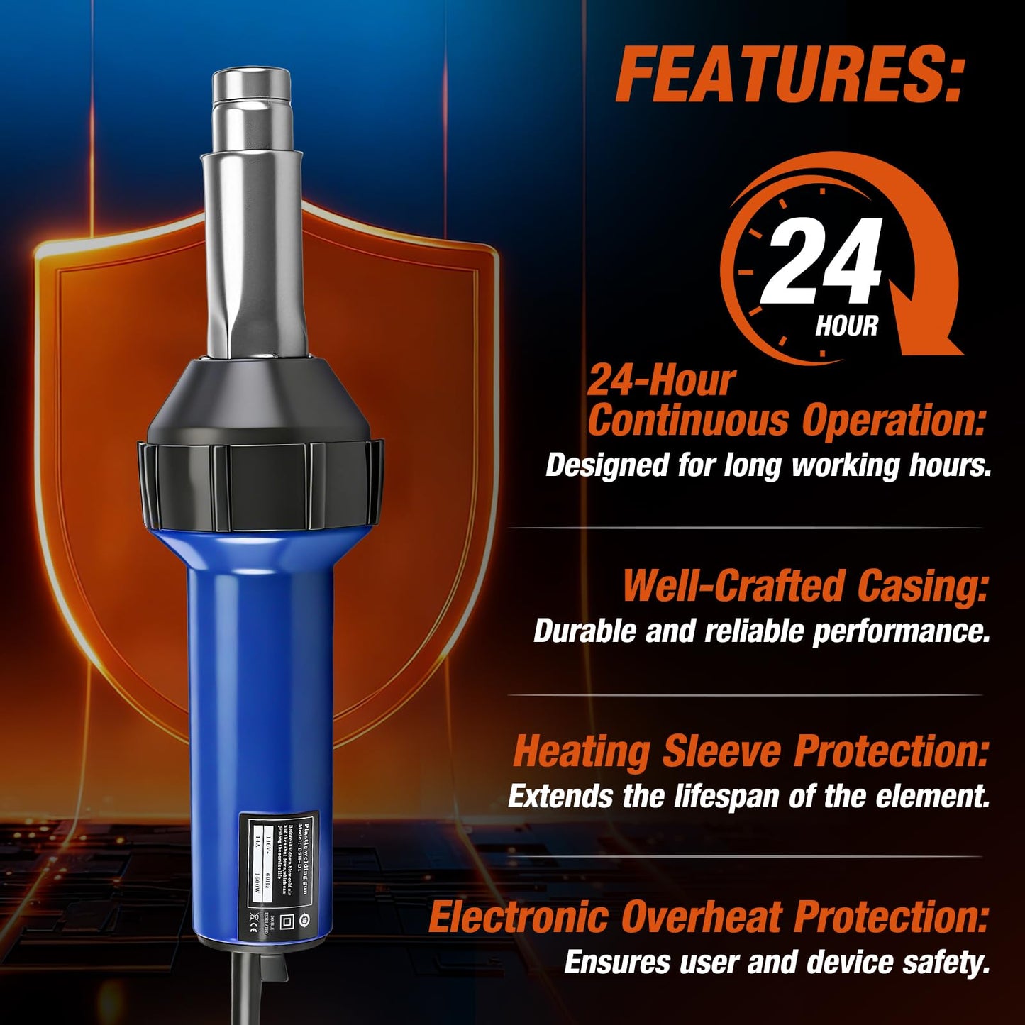 Hot Air Gun PVC Heat Gun Hand Held Plastic Welder heating gun 110V 1600W, Vinyl Welding Handheld Plastic Hot Air Heat Gun Welding Torch with Various Rollers & Stainless Steel Nozzles