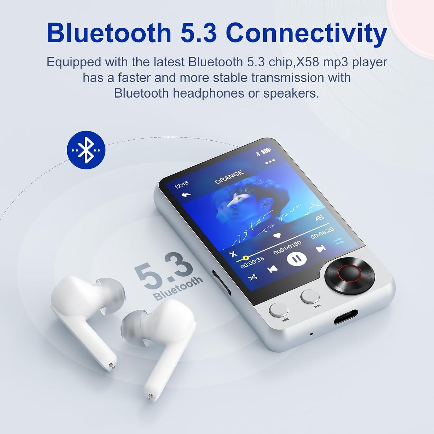 joliker 128GB MP3 5.3, 2.4" Player with Boosted Bluetooth Music Player Features HD Speaker, Touchscreen, Expandable SD