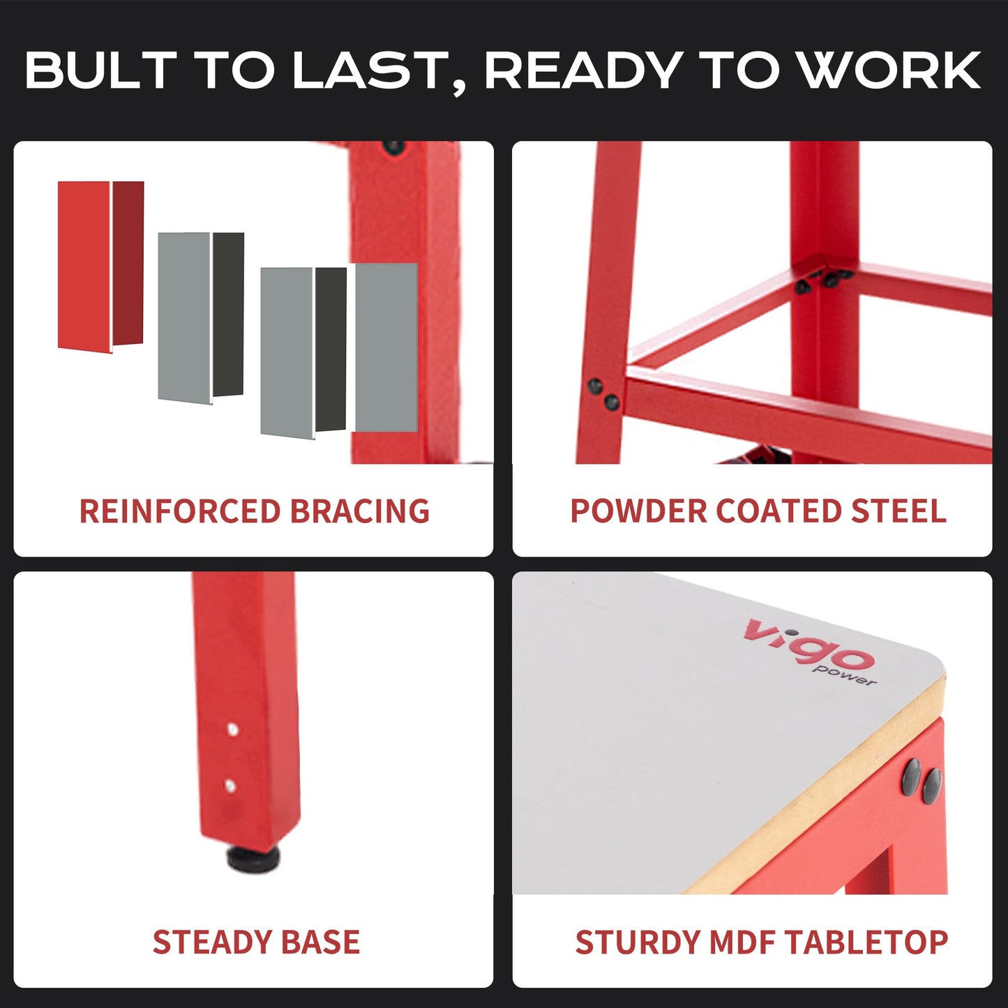 VIGO POWER 700 Lbs Heavy Duty Tool Stand, 30" Work Height & 26" x 14" MDF Top, Universal Benchtop Machine Table with Vibration-Dampening Base for Planer, Drill Press, Saws & Grinders