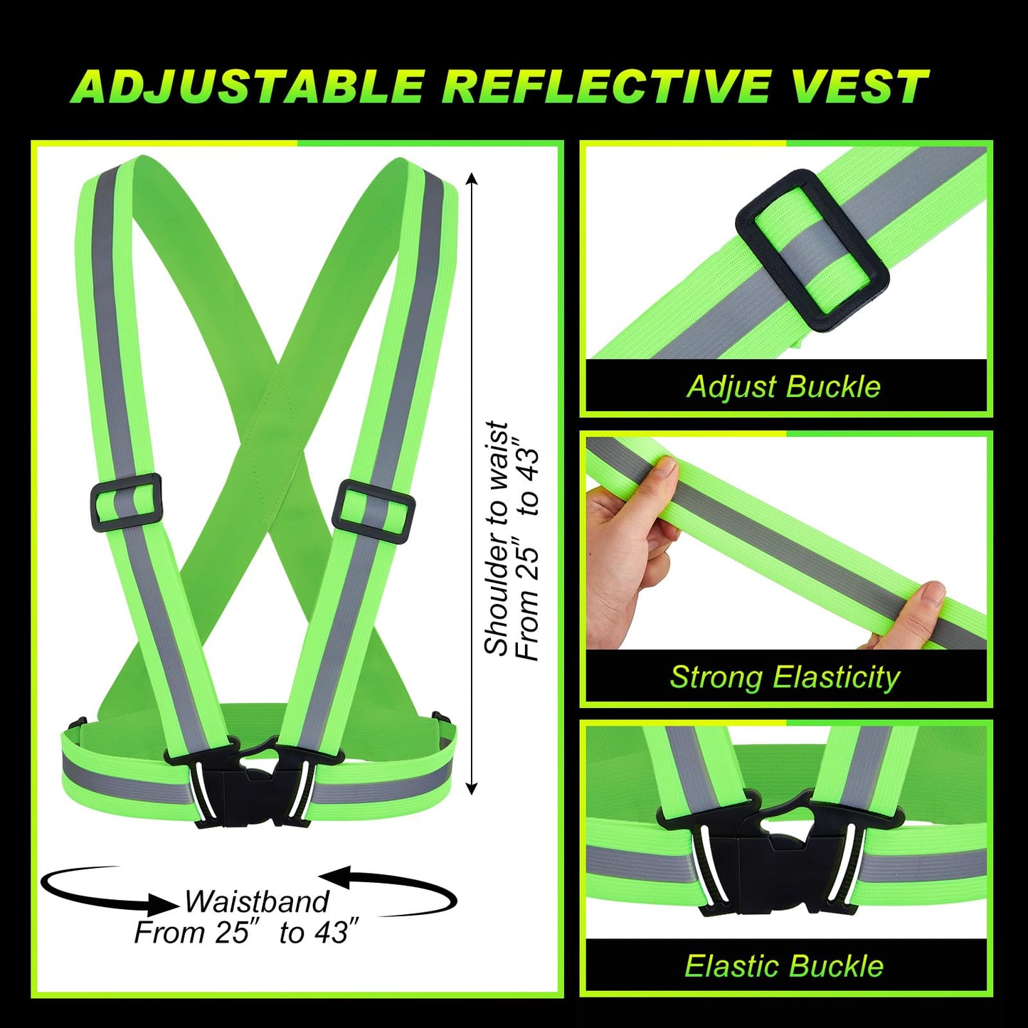 Hercicy 80 Pcs Green Reflective Vest High Visibility Safety Vest Bulk Pack Adjustable Straps for Construction Company Warehouse Traffic Control Job Site Supply (Green)