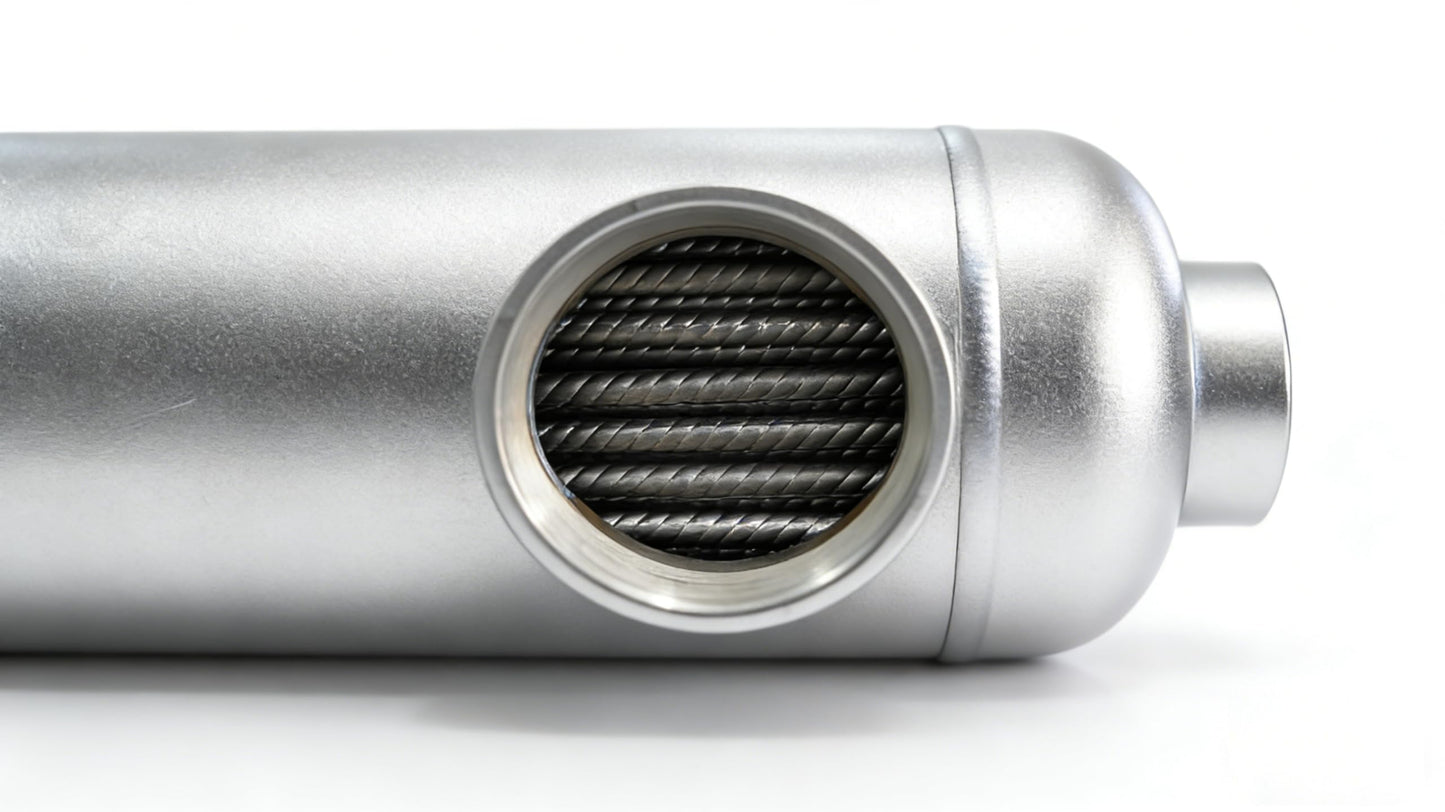 RIYI Shell and Tube Heat Exchanger 85kBtu Titanium Pool Heat Exchanger Ports Size 2 1/2"+ 4" NPT for 6600 Gallon for Spa/Solar/Swimming Pool (25ti-85kBtu-s)