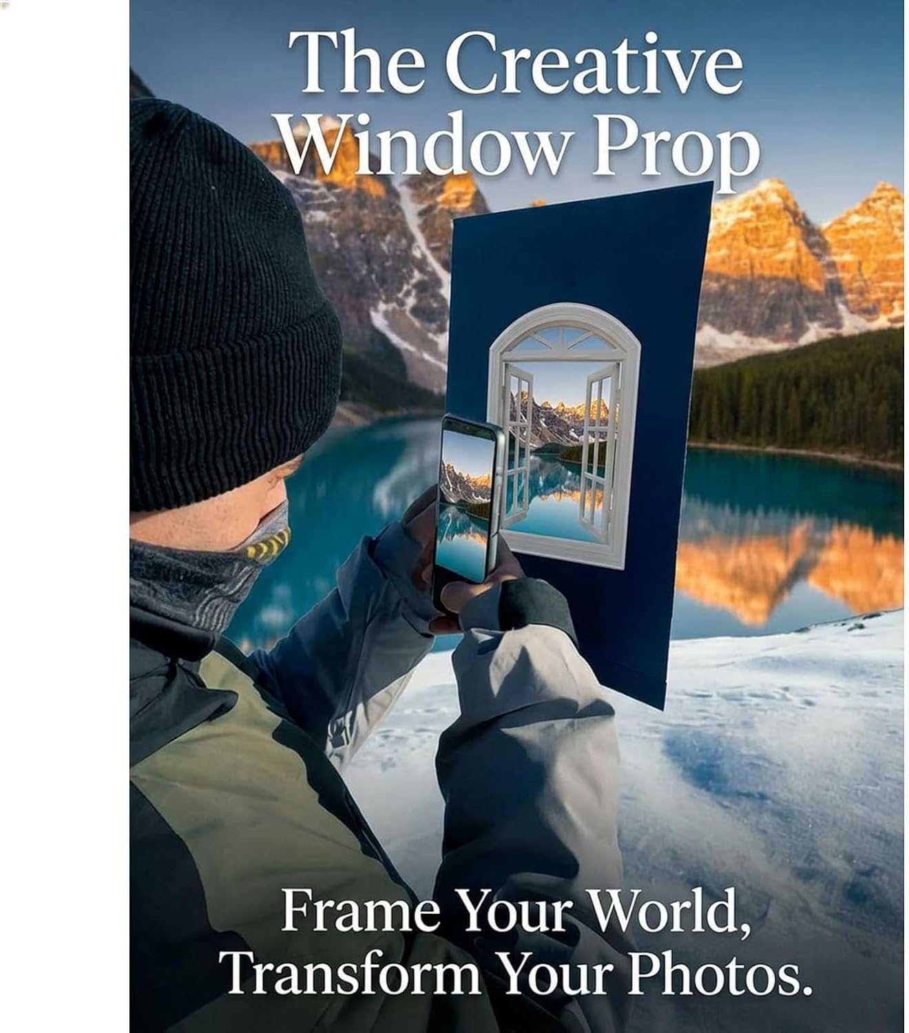 BPiYHUM 3 (1PCS-A) Creative Window Props, Foldable Portable Creative Window Frame Photography Props, Reusable