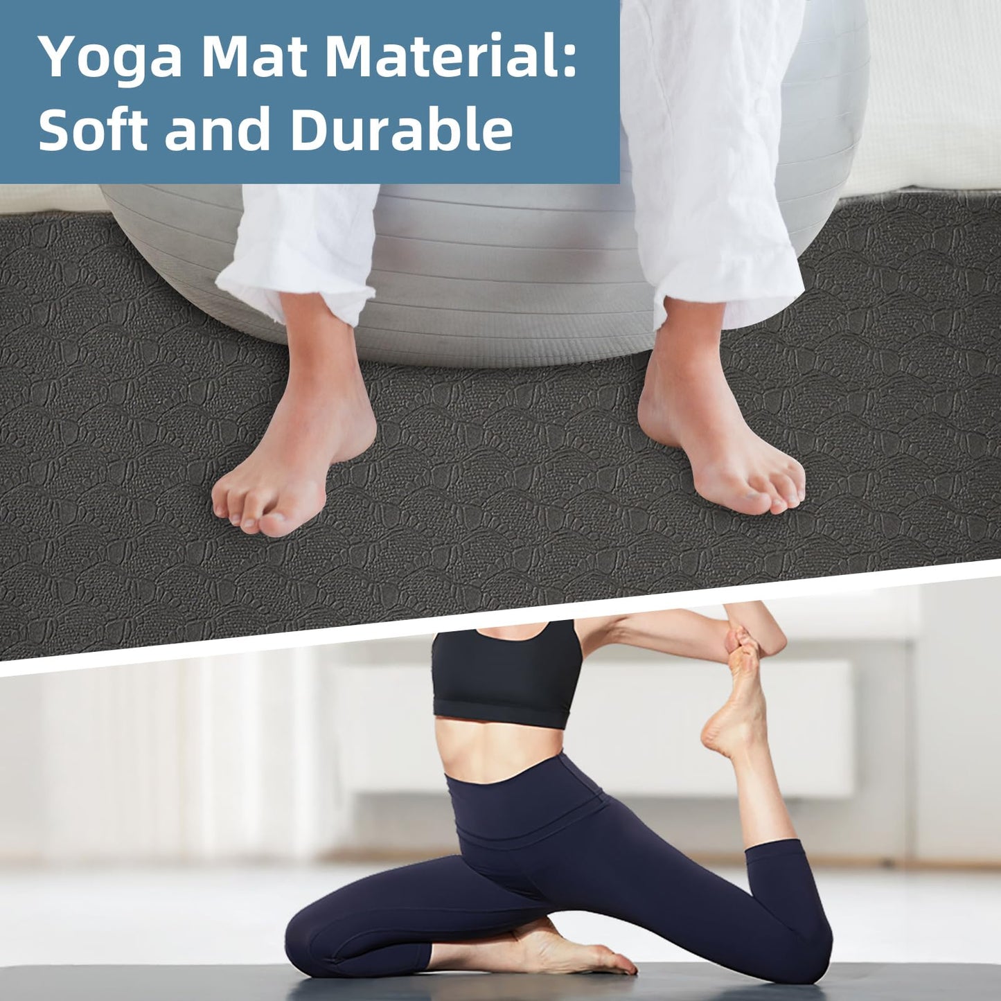Non-Slip Workout Mat for Under Desk Ellipticals,Thicker & Quieter,23.6x17.7x0.2",Suitable for Ellipse Leg Exerciser, Foot & Leg Pedal Exerciser for Seniors Fitness, Floor Protection,Enhanced Stability