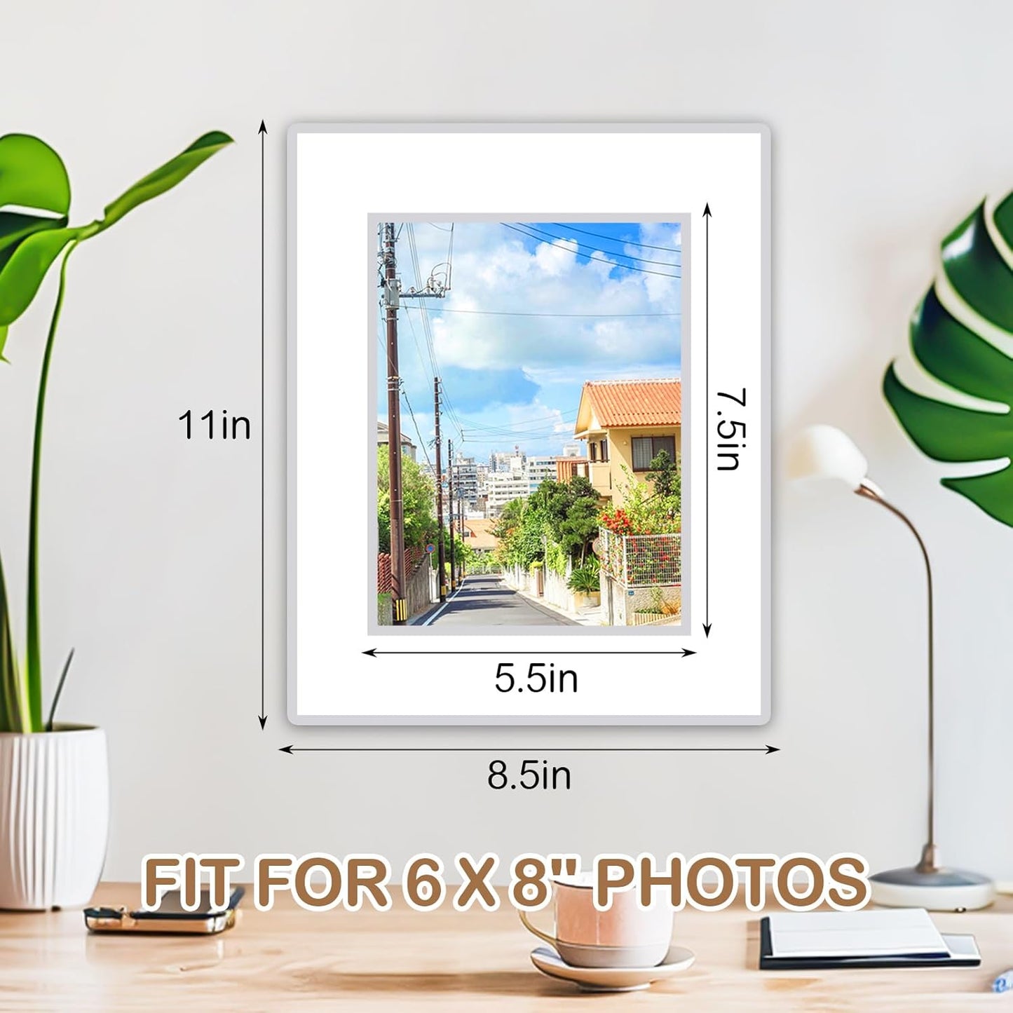 15 Pack 8.5x11 6x8 White Picture Mats, Frame Mattes for Pictures Photo Frame Mat Core Bevel Cut Mat Board Show Kit