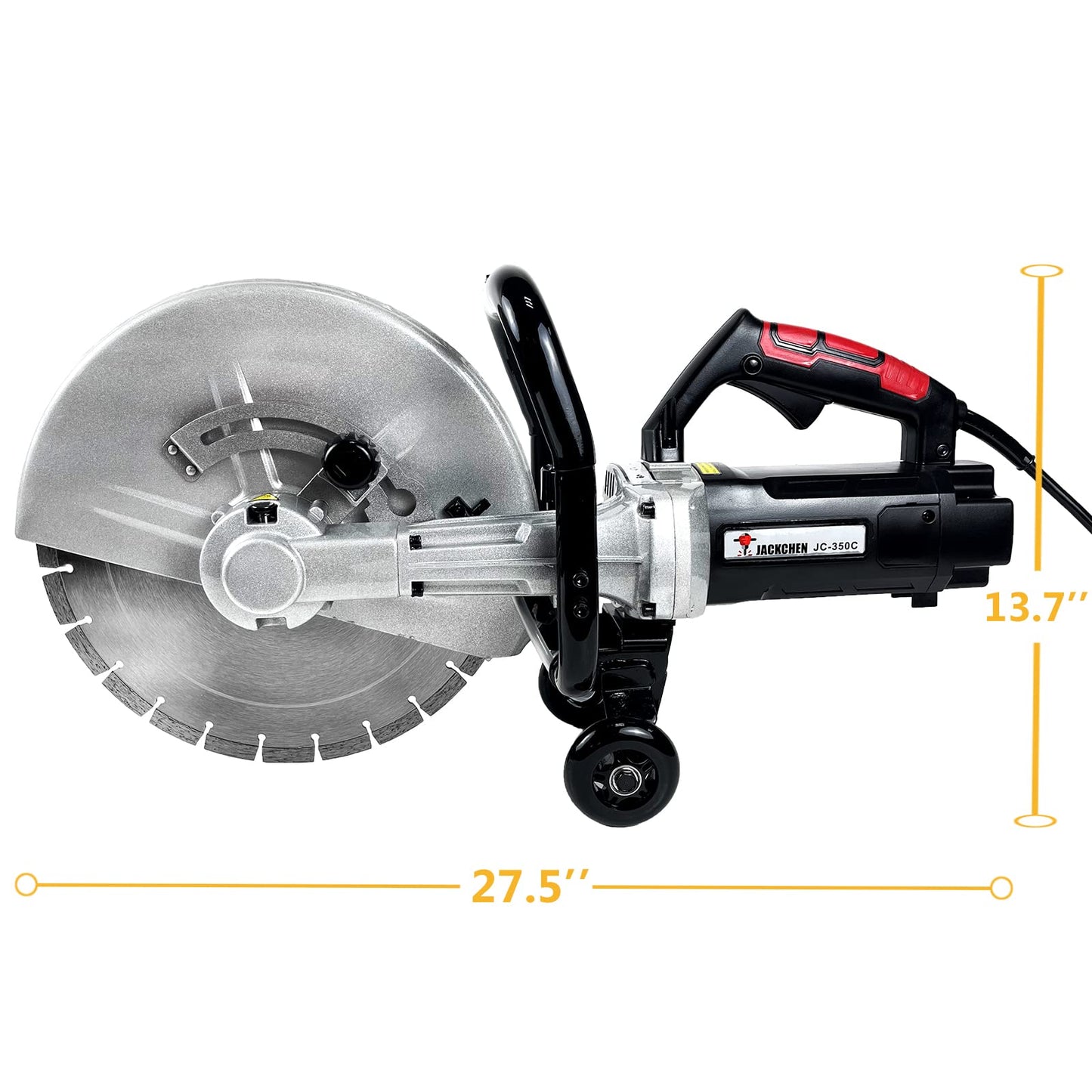 JACKCHEN 14 Inches Concrete Saw Electric Powered 3000W Cut-Off Saw, 110V 4.8" Cut Depth and Electric Grinder With Diamond Blade